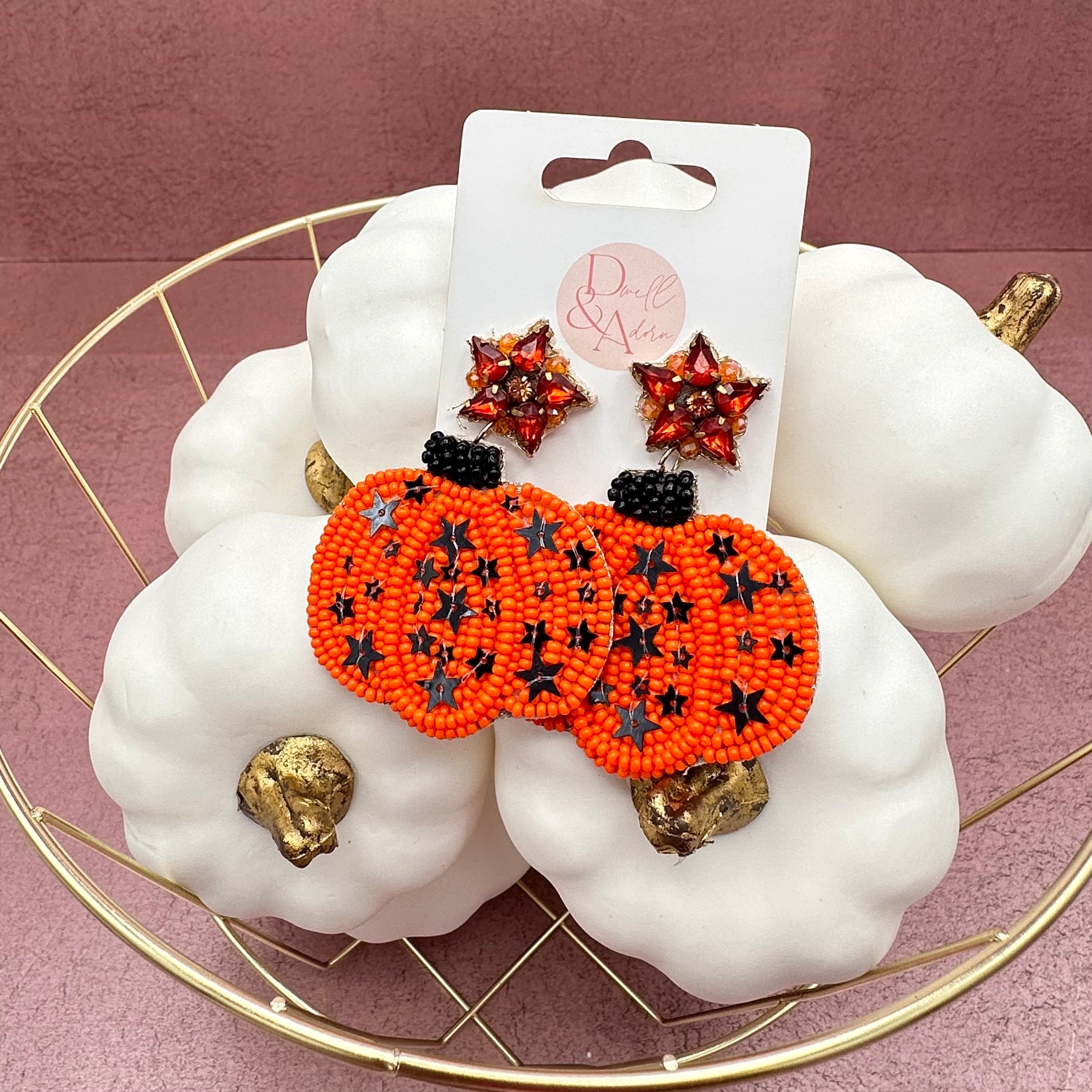 Star Pumpkin Seed Bead Earrings
