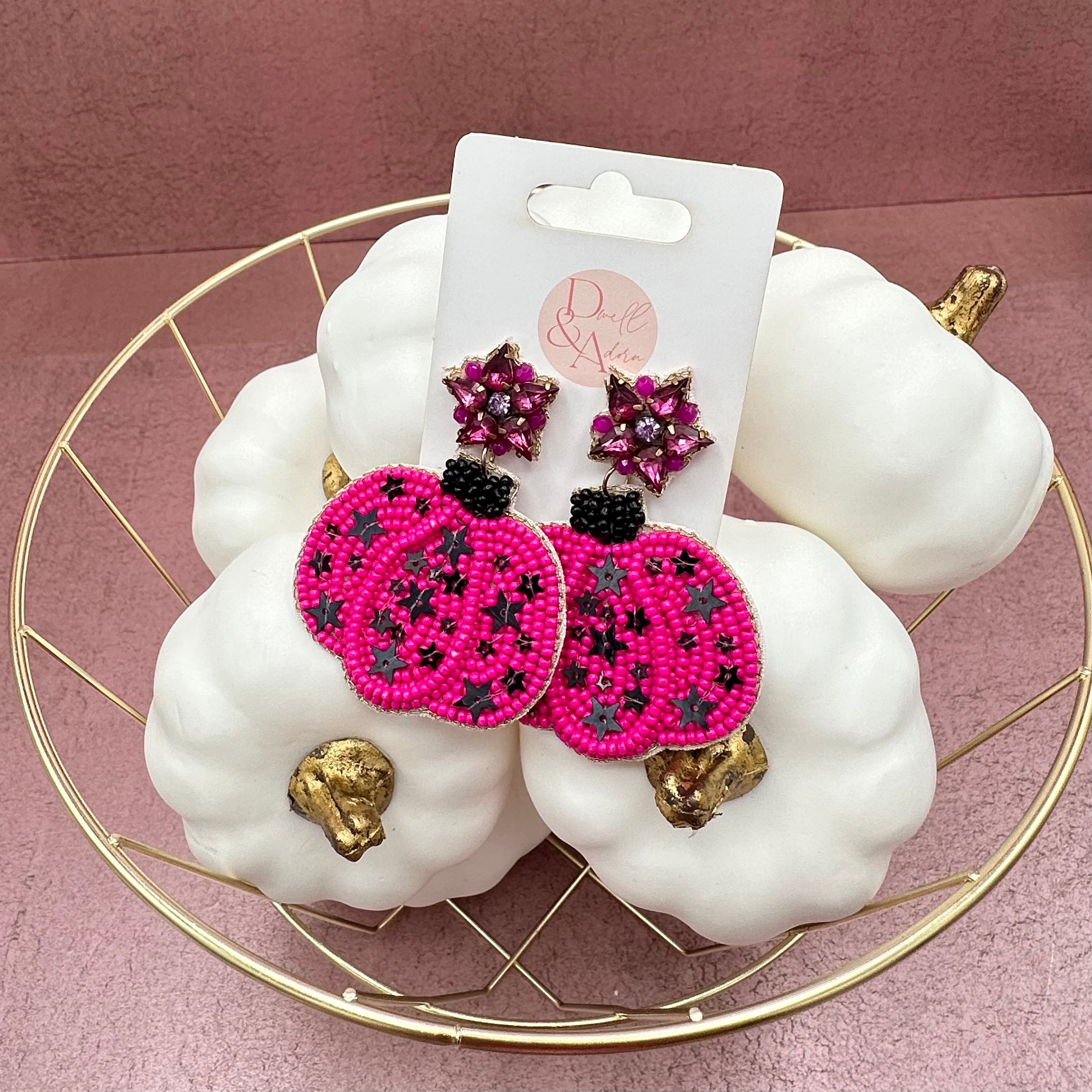 Star Pumpkin Seed Bead Earrings