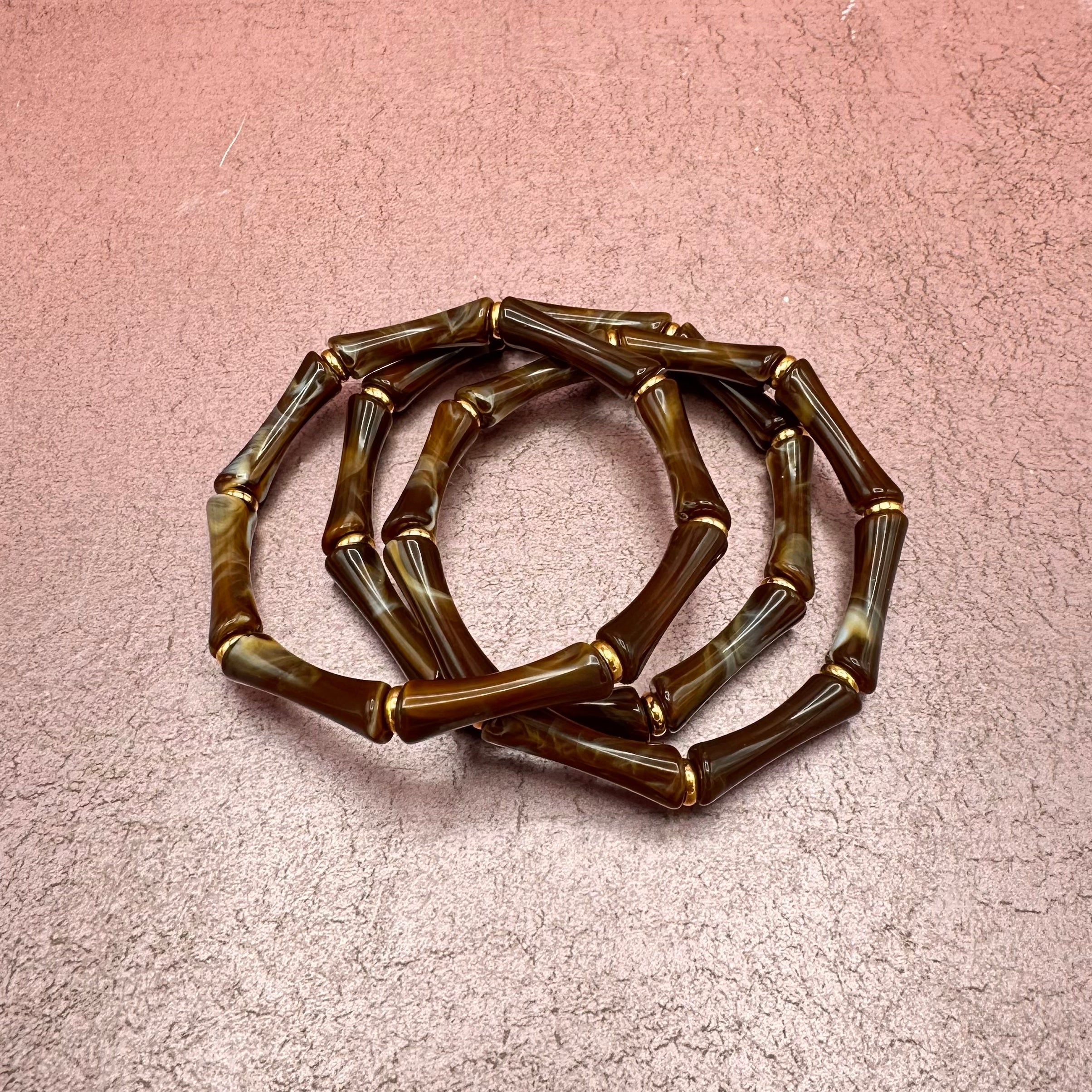 Bamboo Marbled Brown Bracelets Set of 3