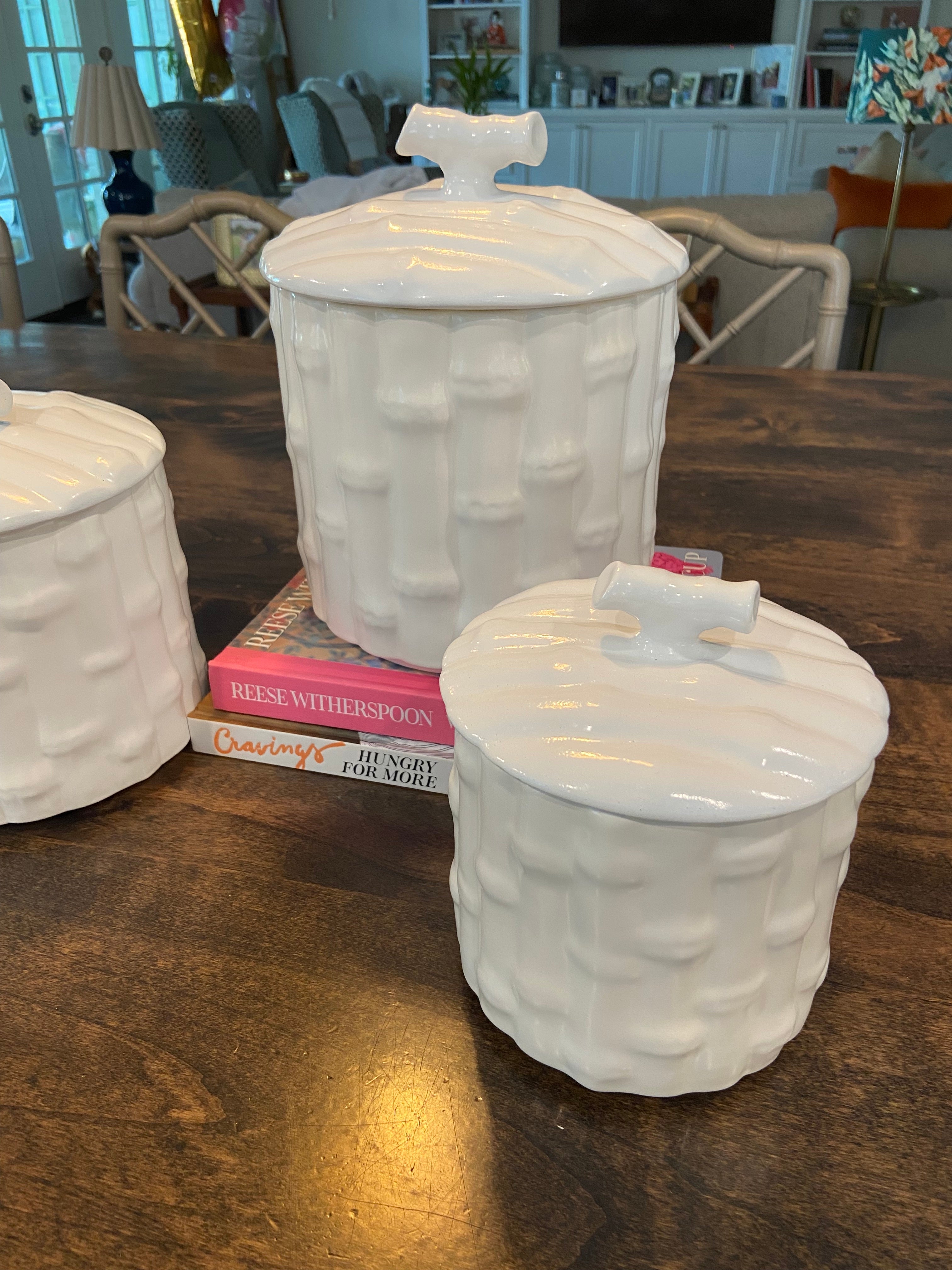 Bamboo Porcelain Canister Set of 3