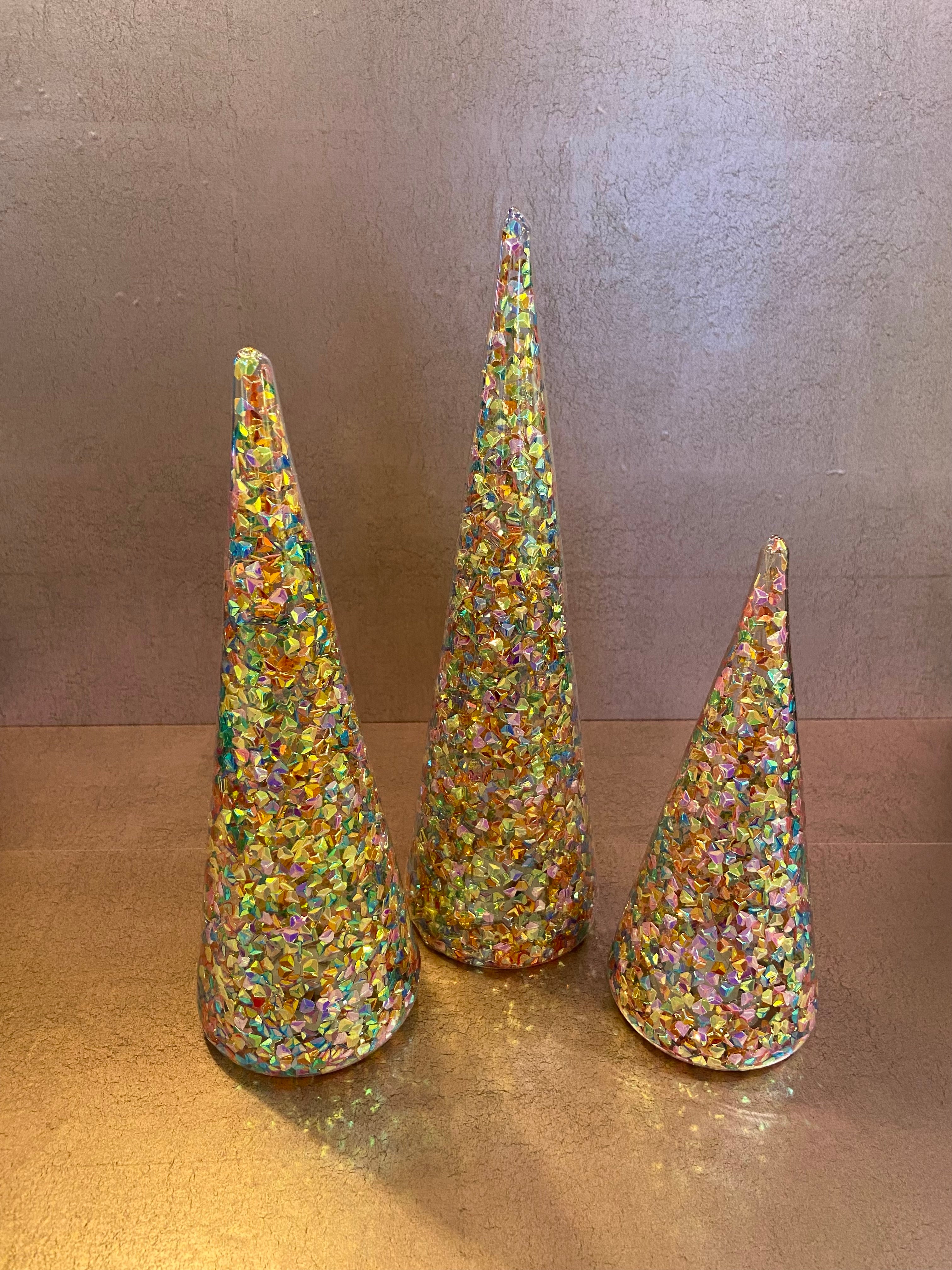 Glittery Christmas Trees Multicolored LED