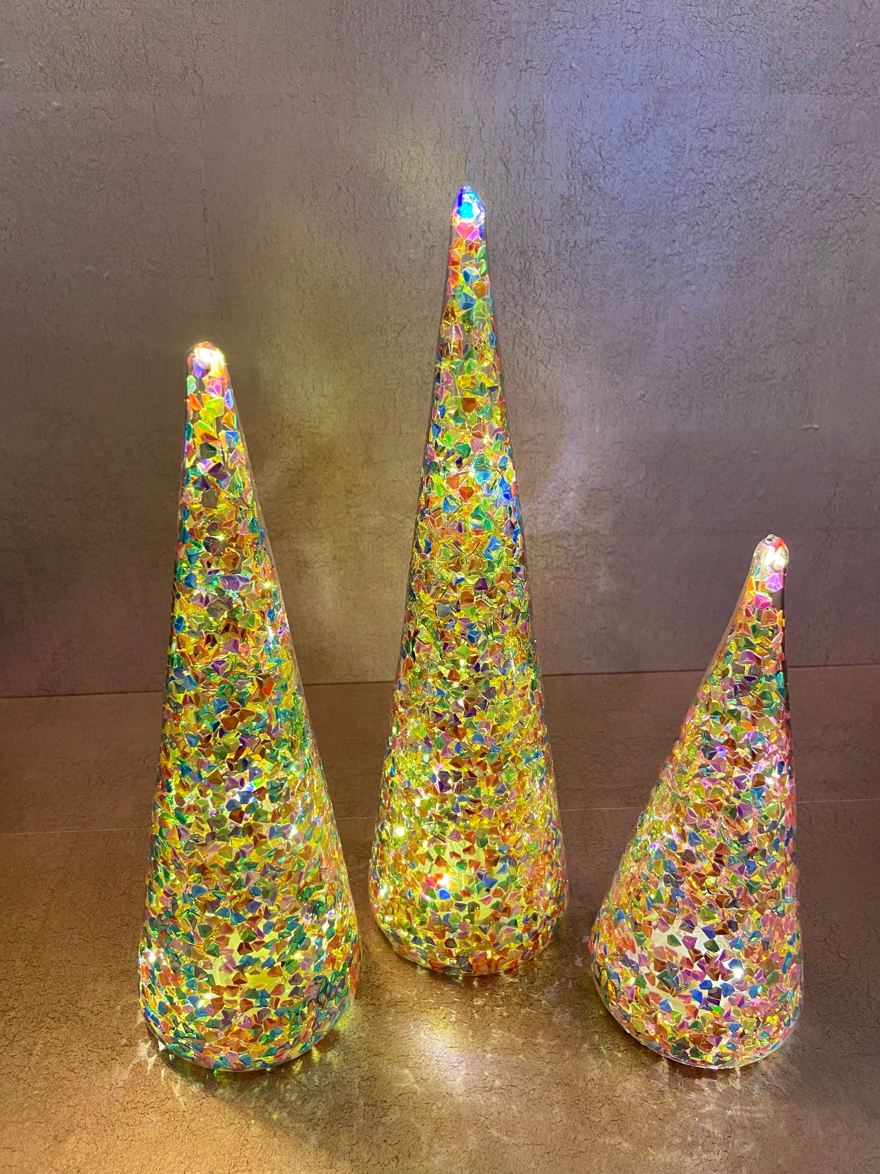 Glittery Christmas Trees Multicolored LED