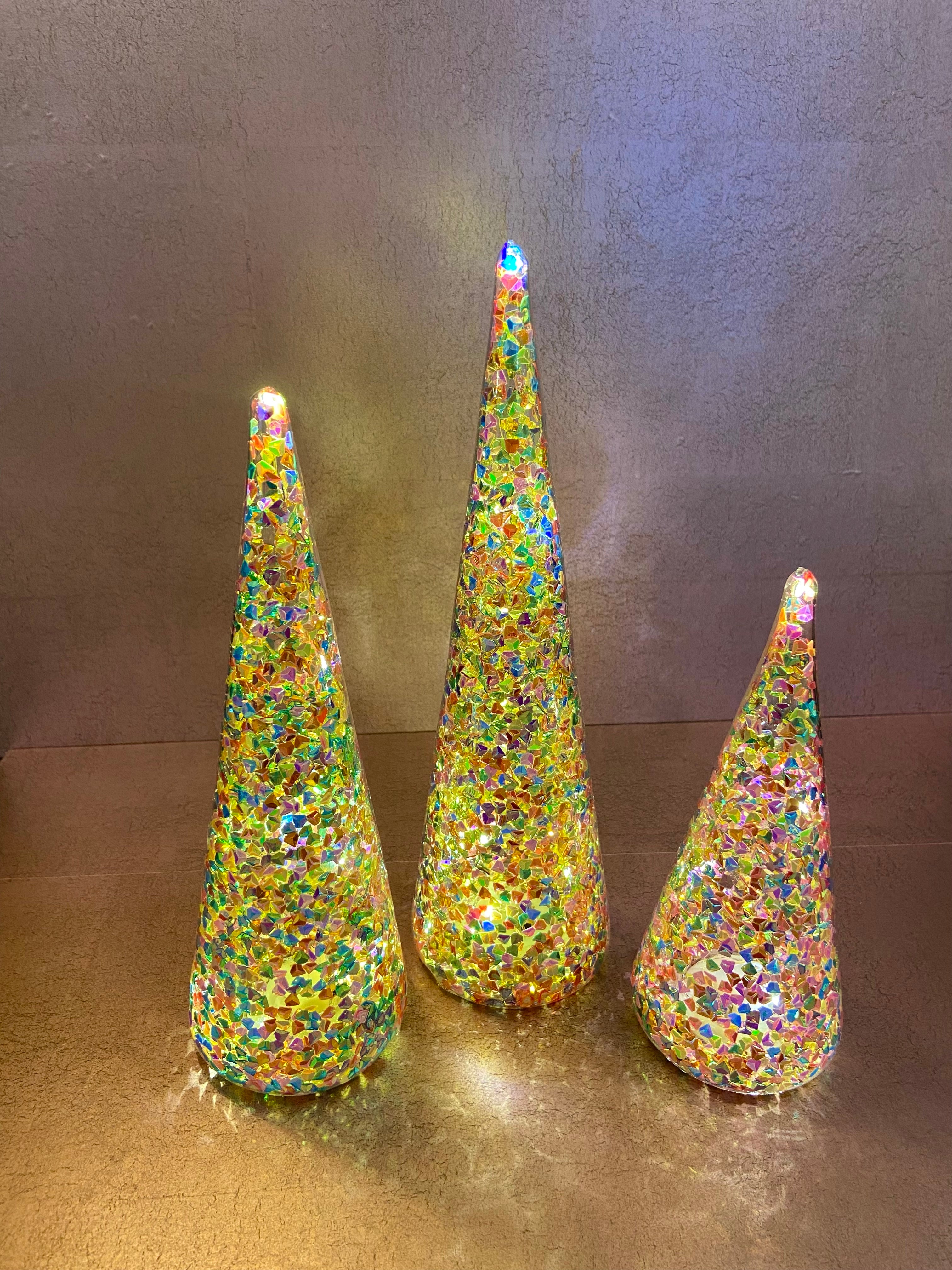 Glittery Christmas Trees Multicolored LED