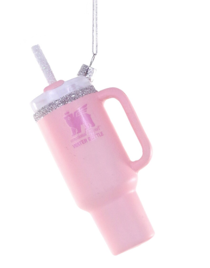 Beverage Tumbler Pink Glass Ornament