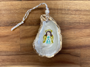 Oyster Shell Hand-painted Angel Ornament