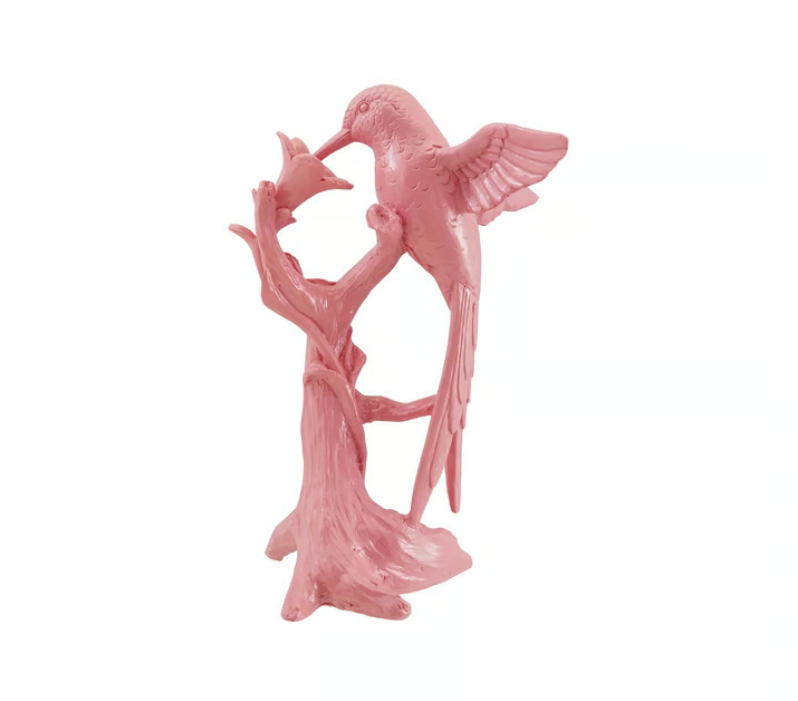 Pink Resin Hummingbird on Branch