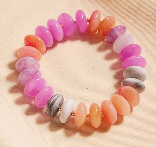 Colorful Oval Disc Bead Stretch Bracelet