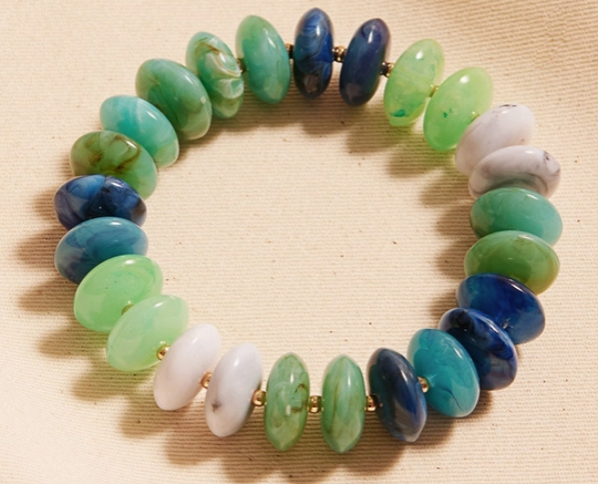 Colorful Oval Disc Bead Stretch Bracelet