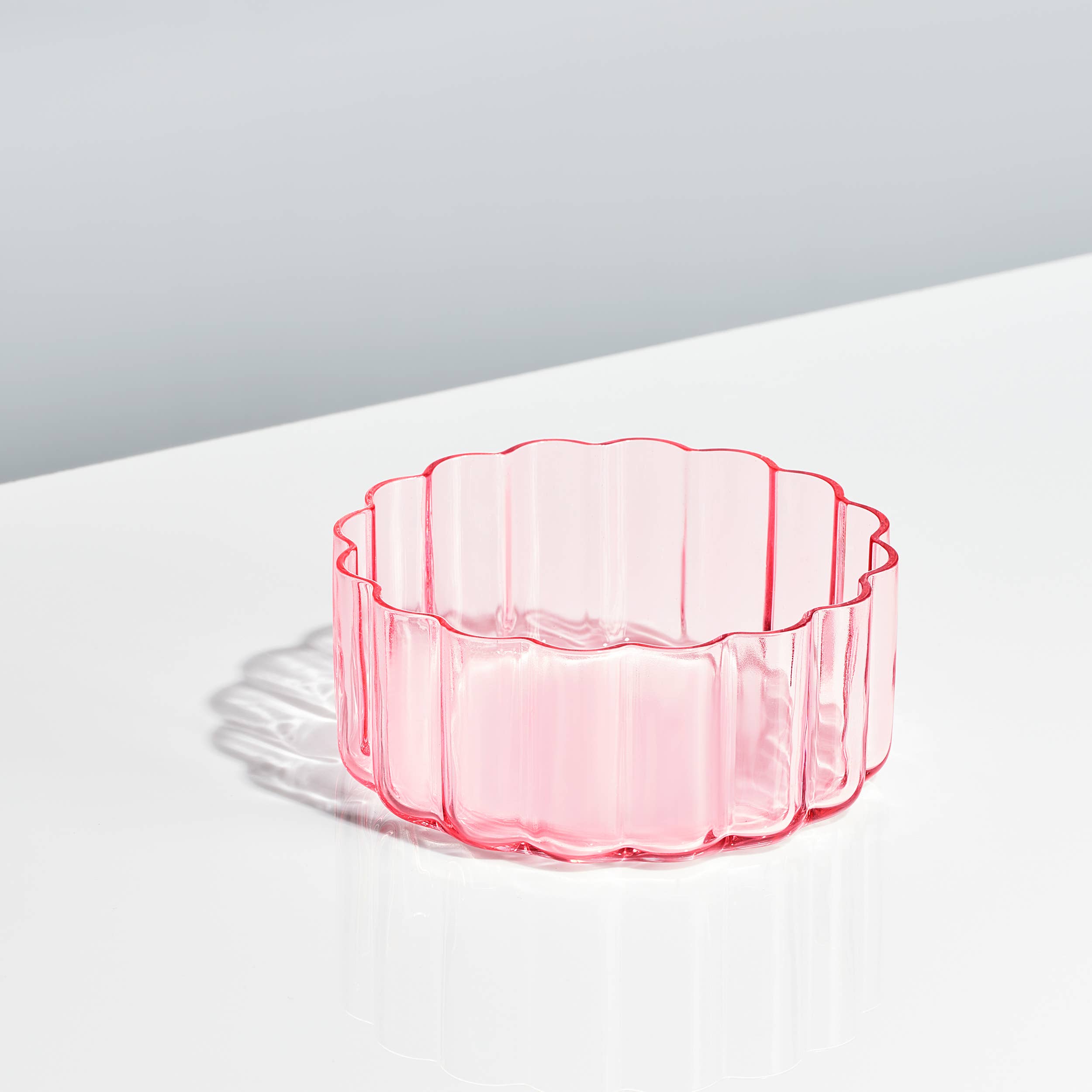 Pink Glass Flower Wave Bowl