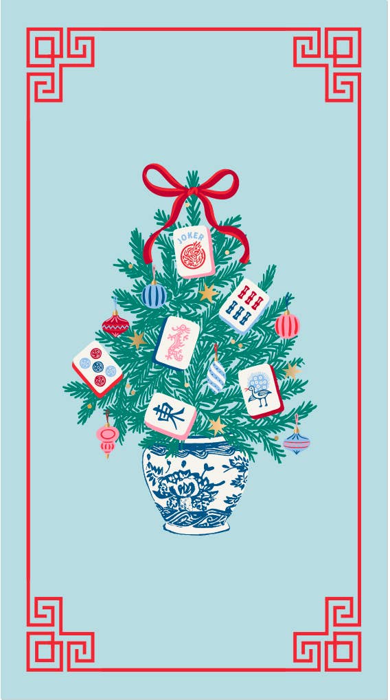 Mahjong Holiday Topiary Guest Towels