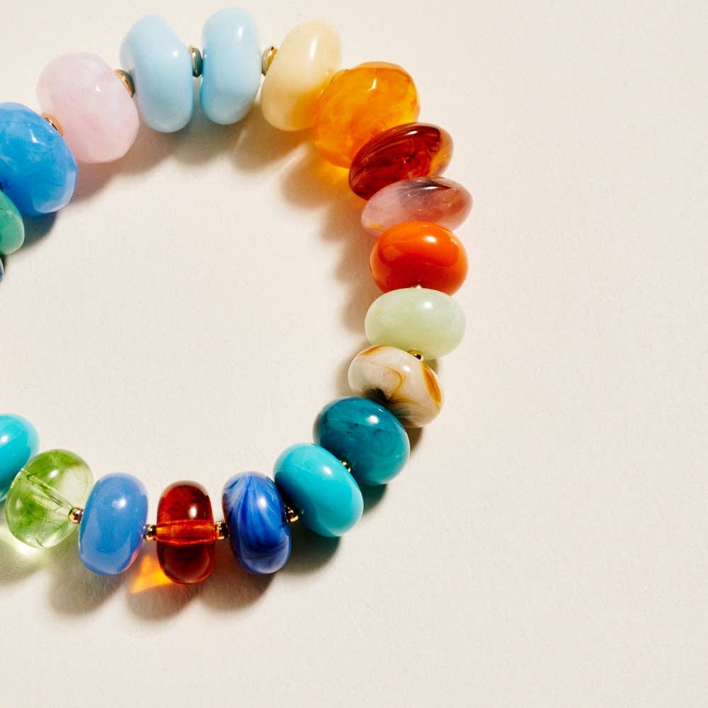 Marbled Colorful Bead Stretch Bracelet
