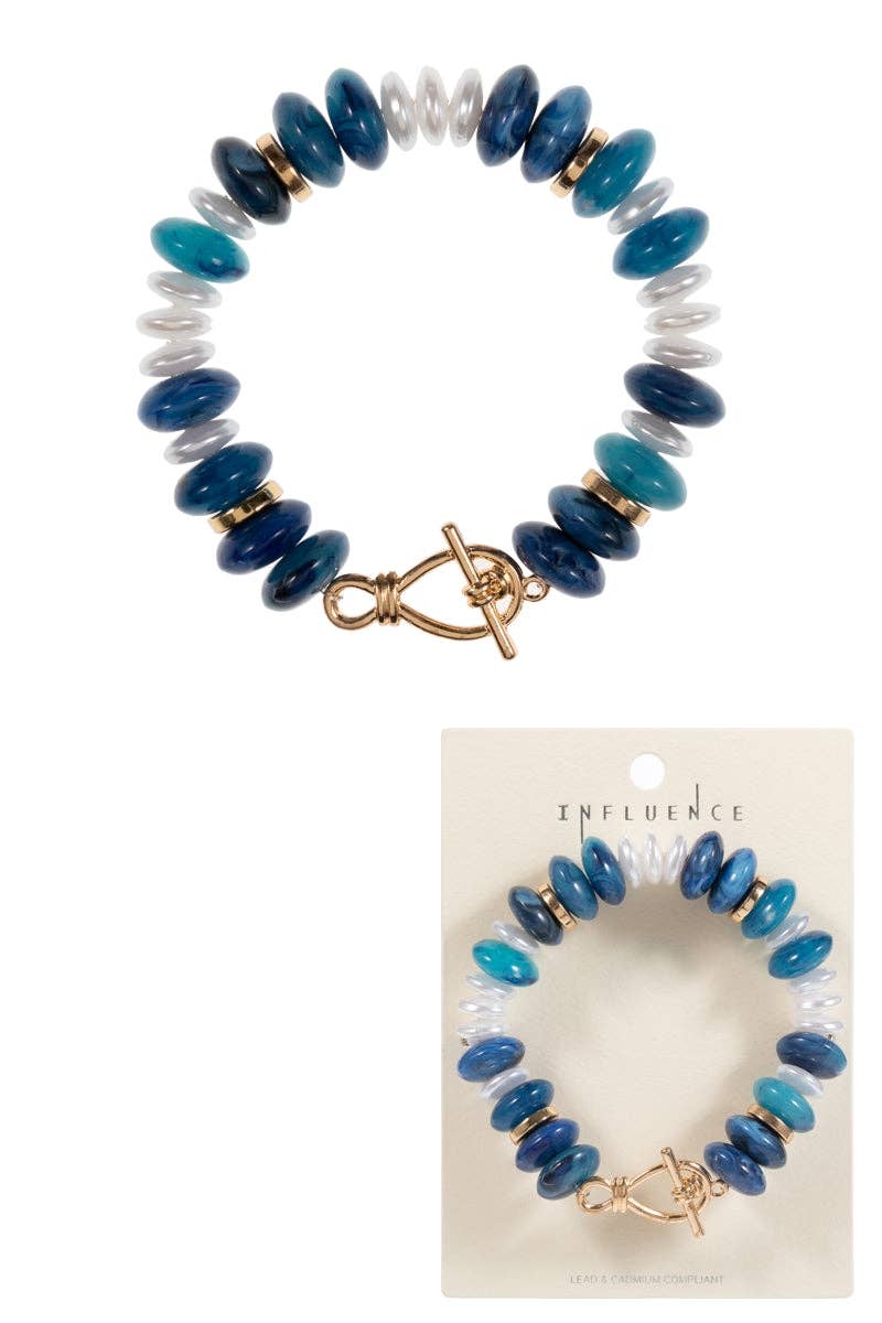 Disk Beaded Ombre Stretch Bracelet