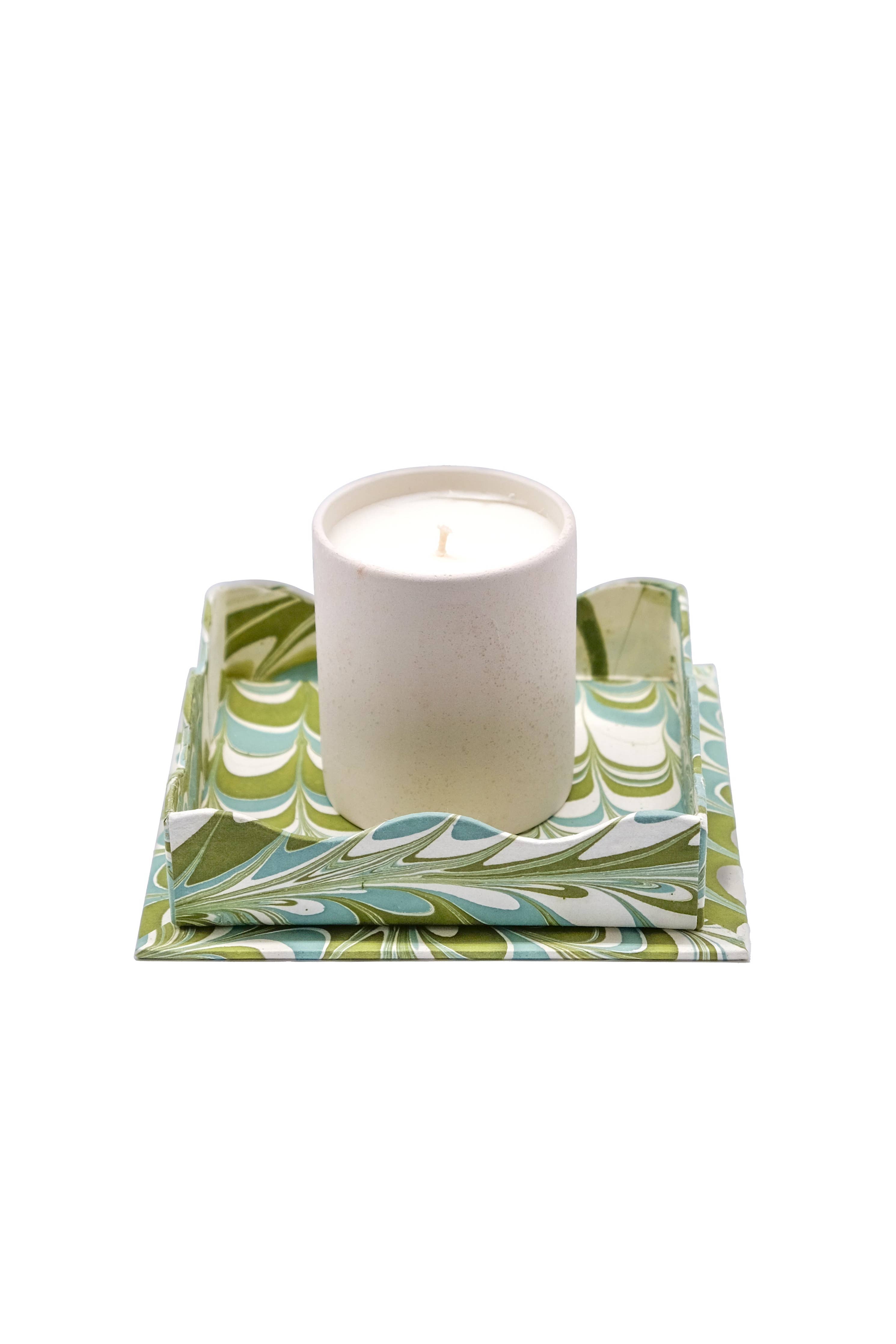 Scalloped Marbled Trays Robin Blue