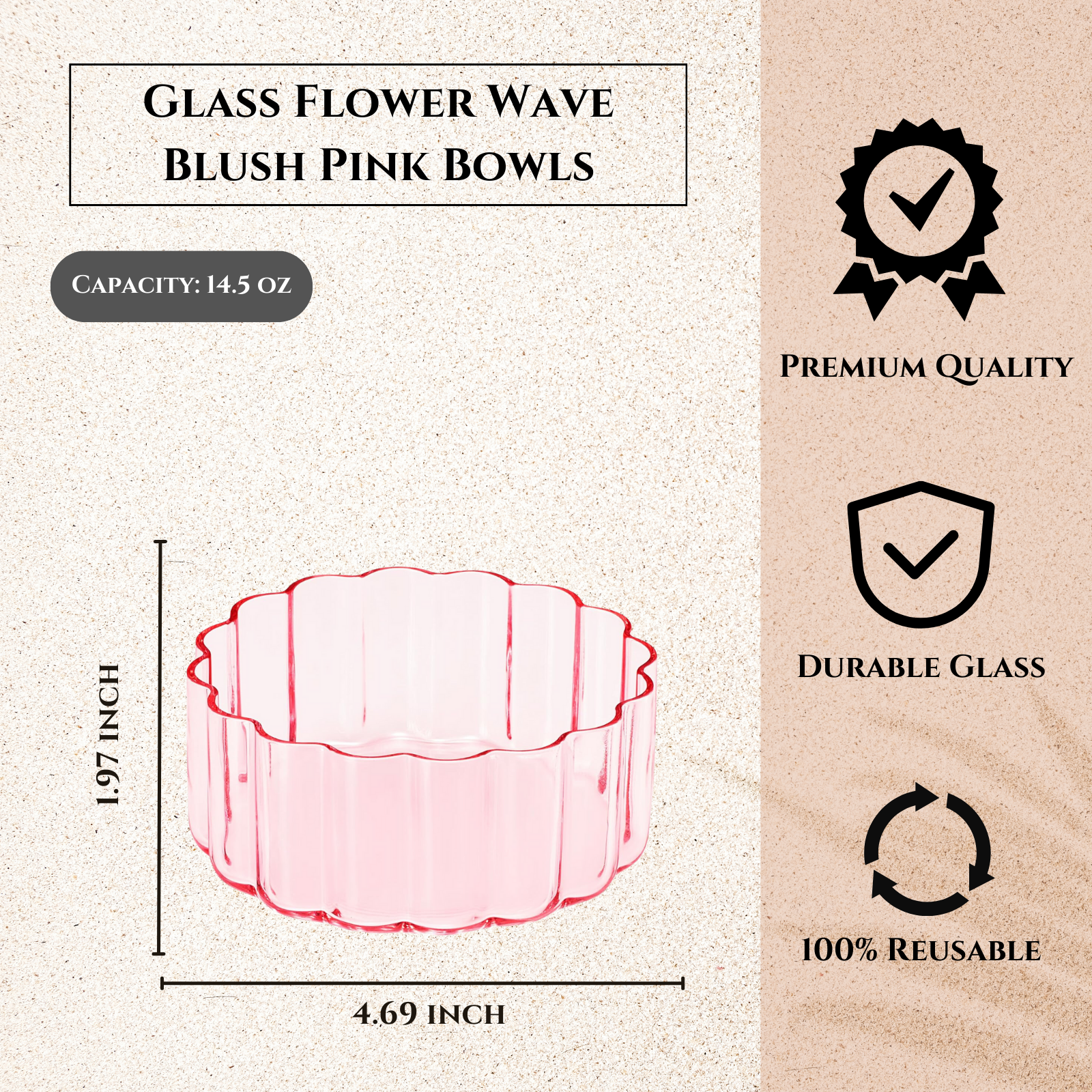 Pink Glass Flower Wave Bowl
