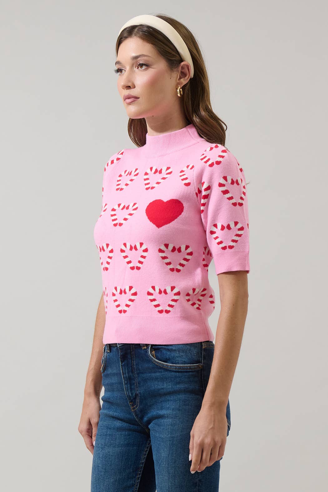 Candy Cane Short Sleeve Sweater