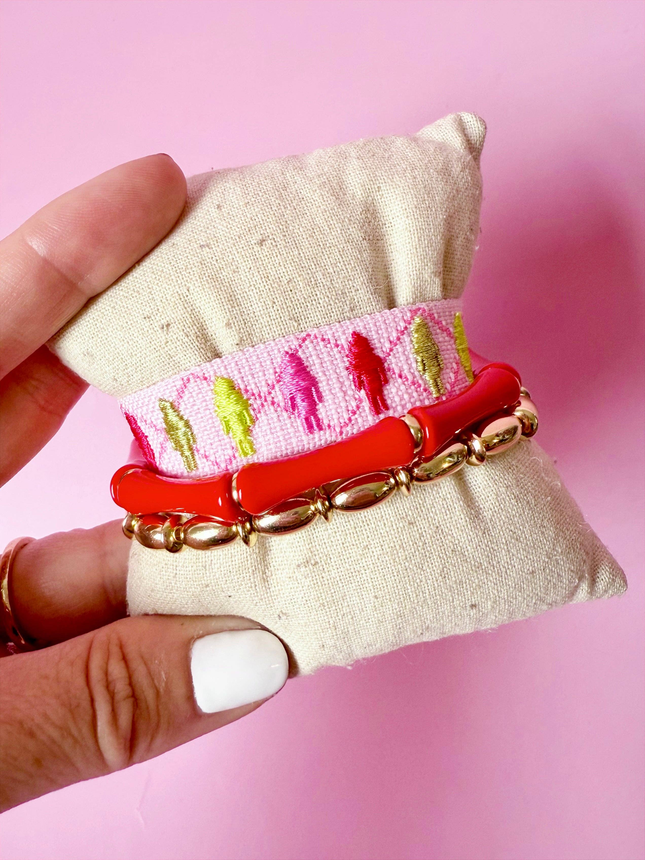 Pink Nutcracker Adjustable Woven Bracelet