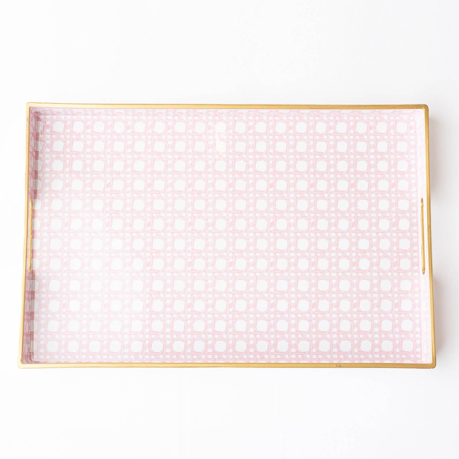 Pink Cane Rectangular Tray