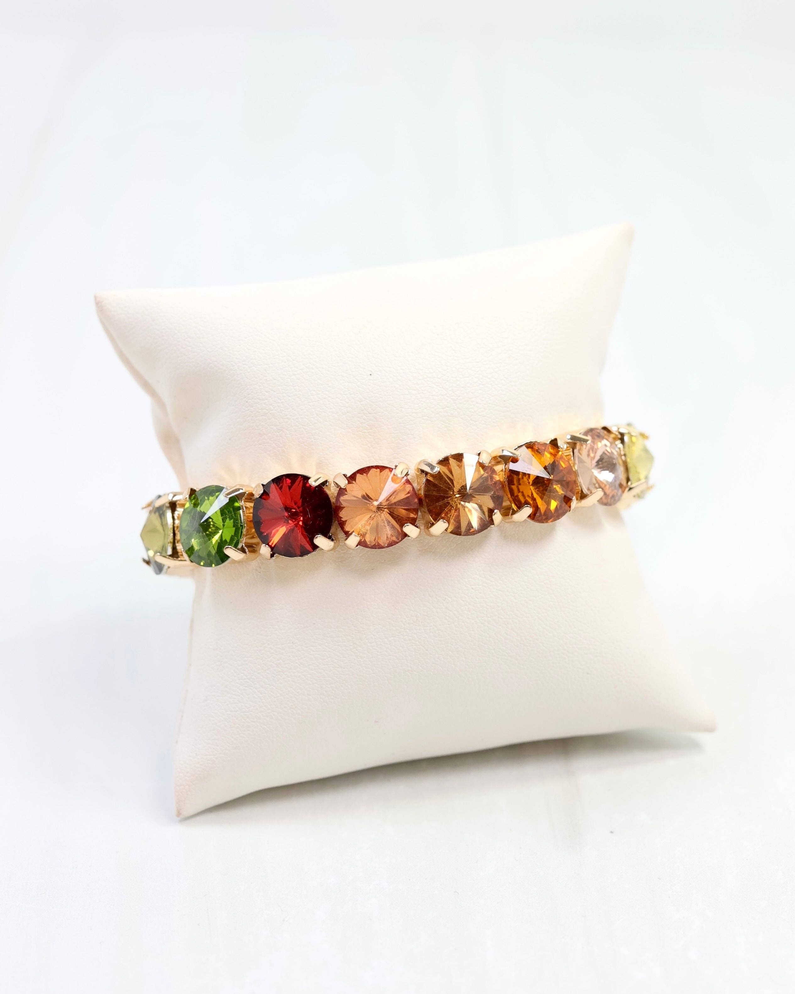 Harper Rhinestone Bracelet Olive