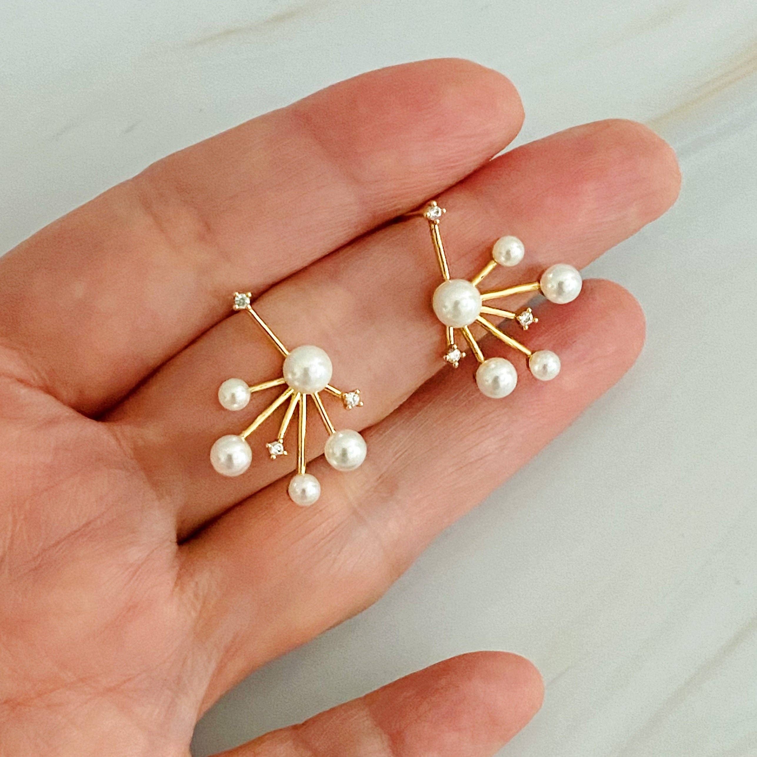 Shooting Star Faux Pearl Earrings