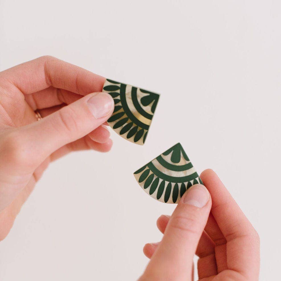 Dark Green Tile Earrings