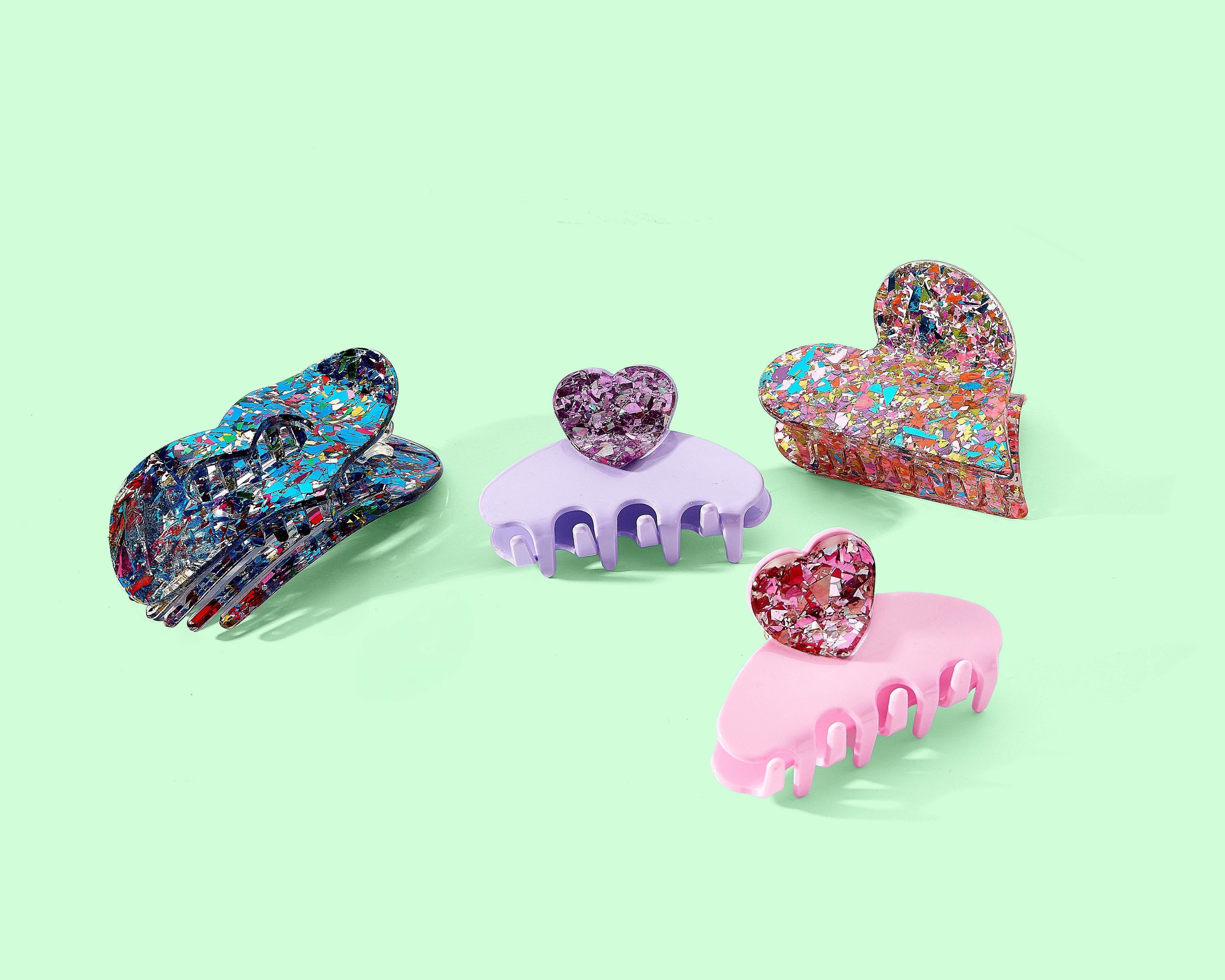Heart Confetti Claw Clip