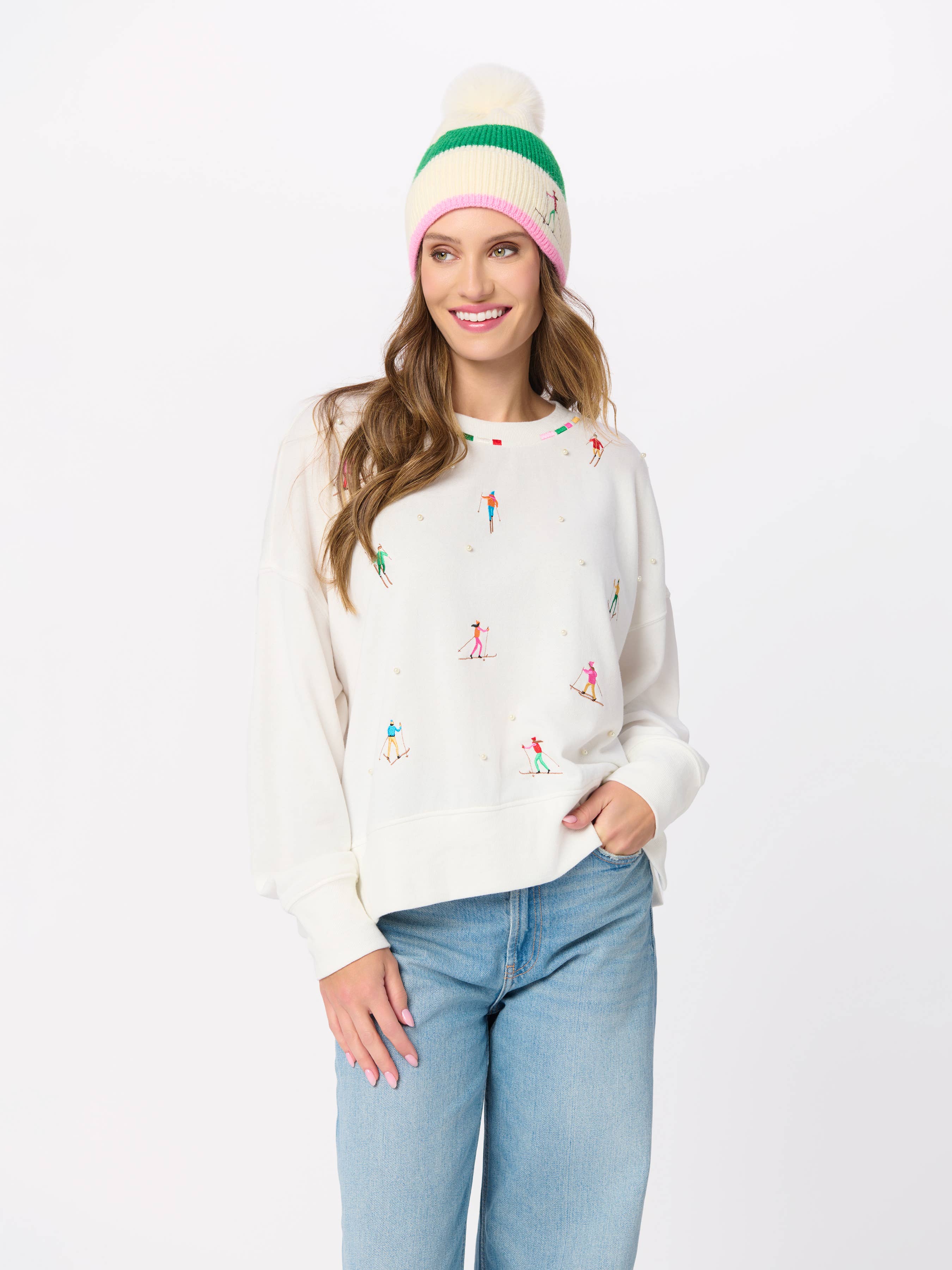 Skiers with Pearls Relaxed Sweatshirt