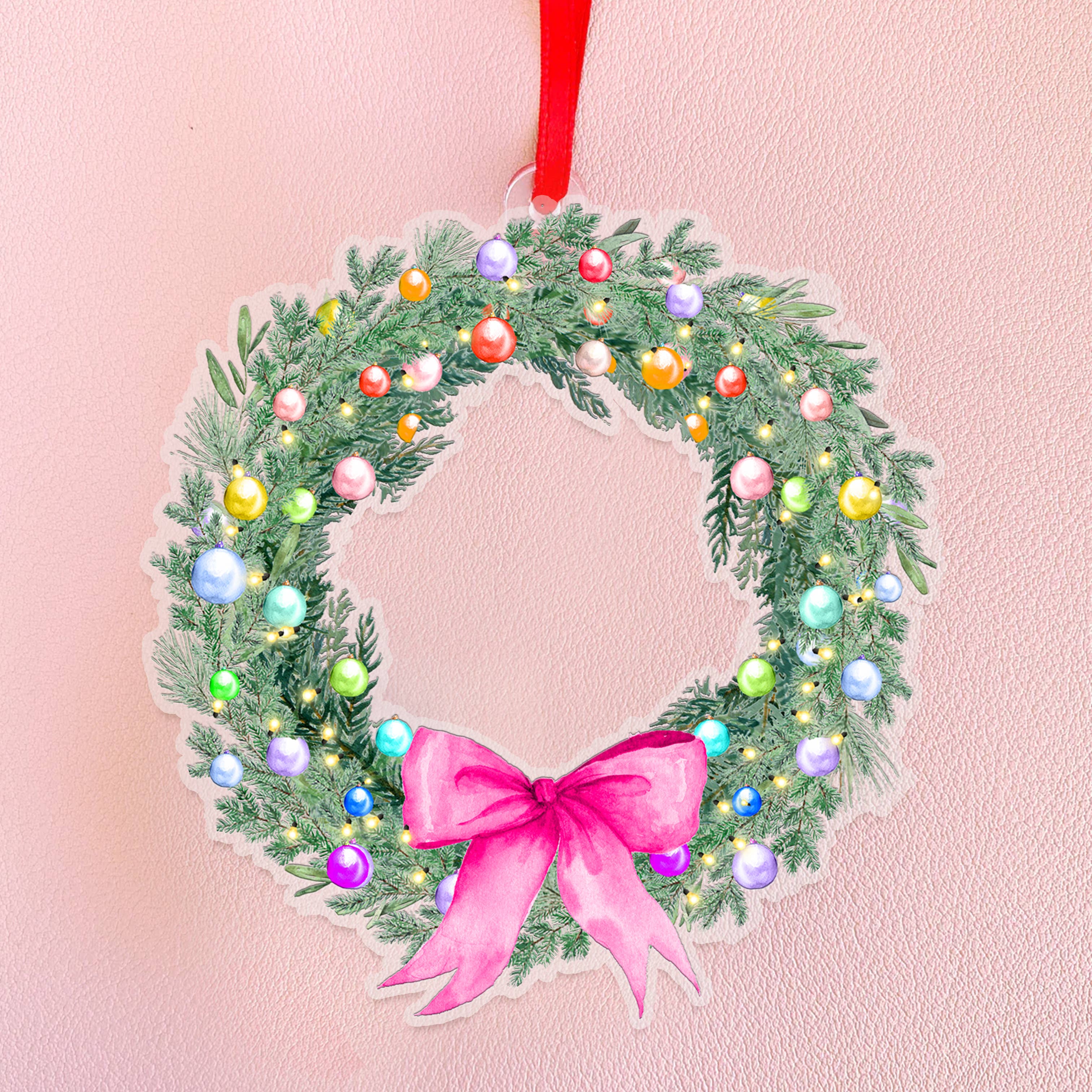 Rainbow Holiday Wreath Ornament