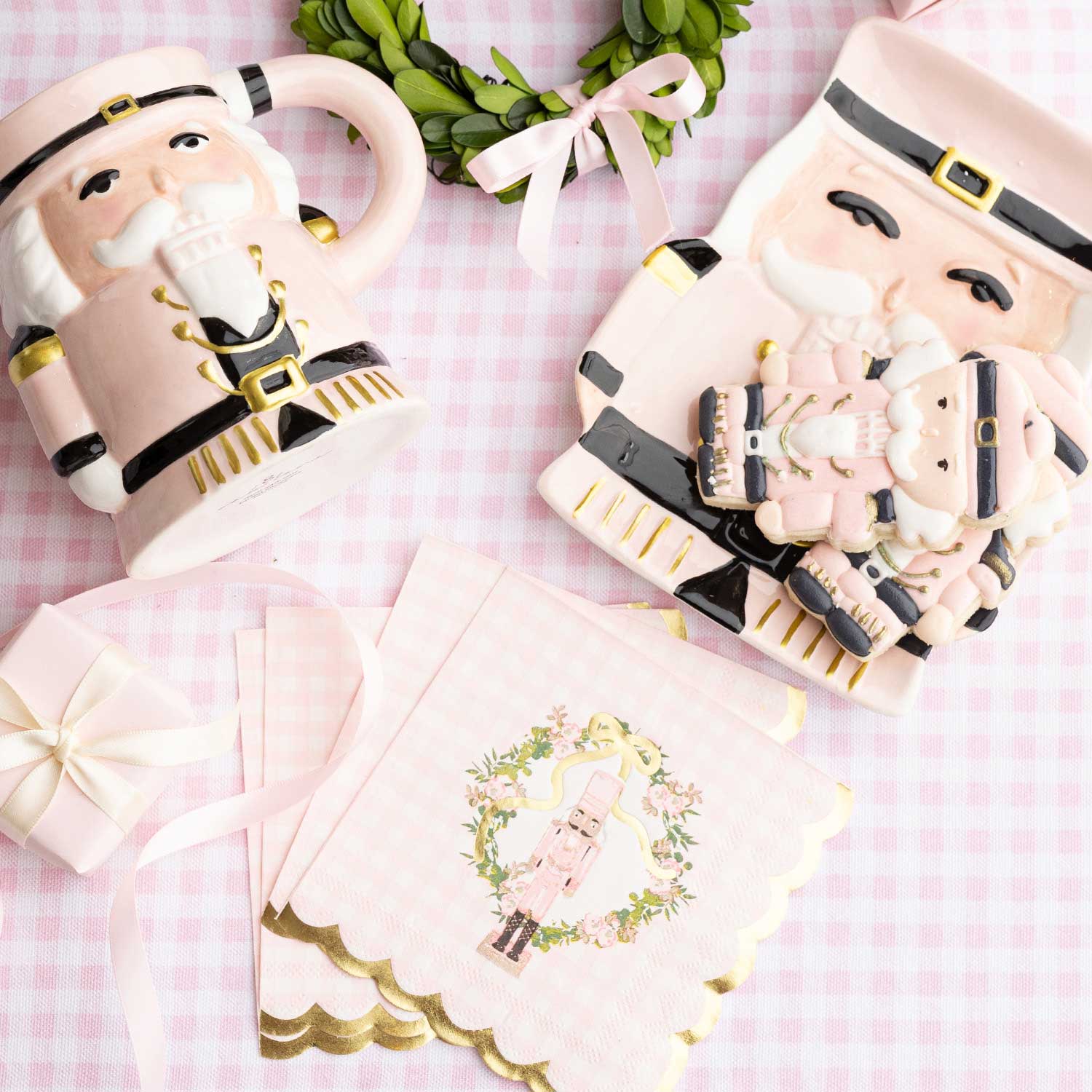 Sugarplum Gingham Paper Cocktail Napkin