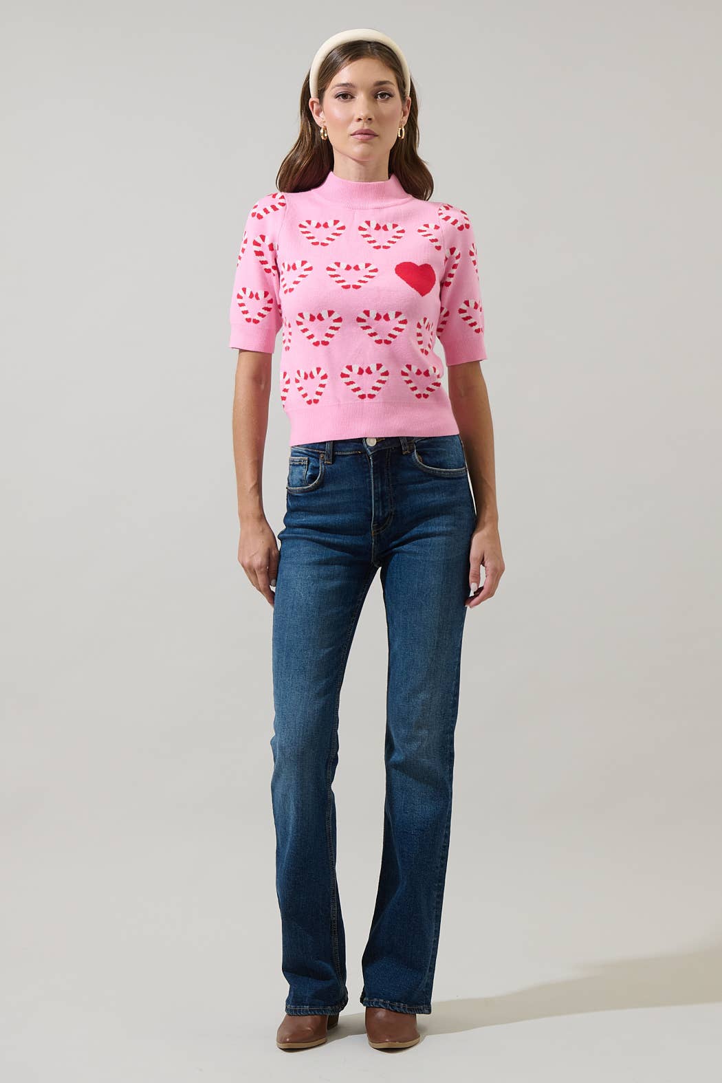 Candy Cane Short Sleeve Sweater