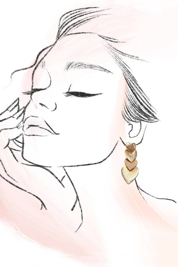 Layered Heart Drop Earrings