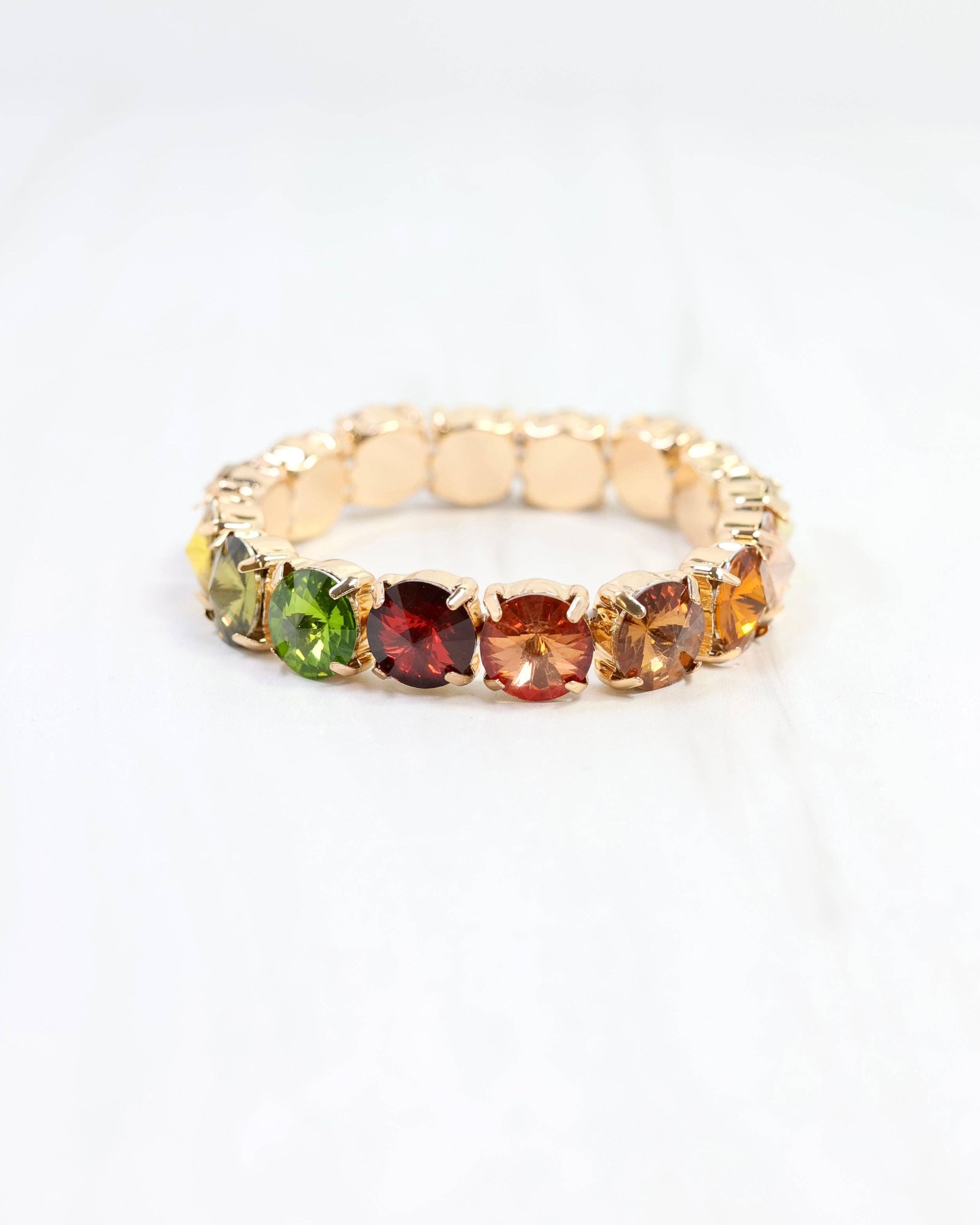 Harper Rhinestone Bracelet Olive