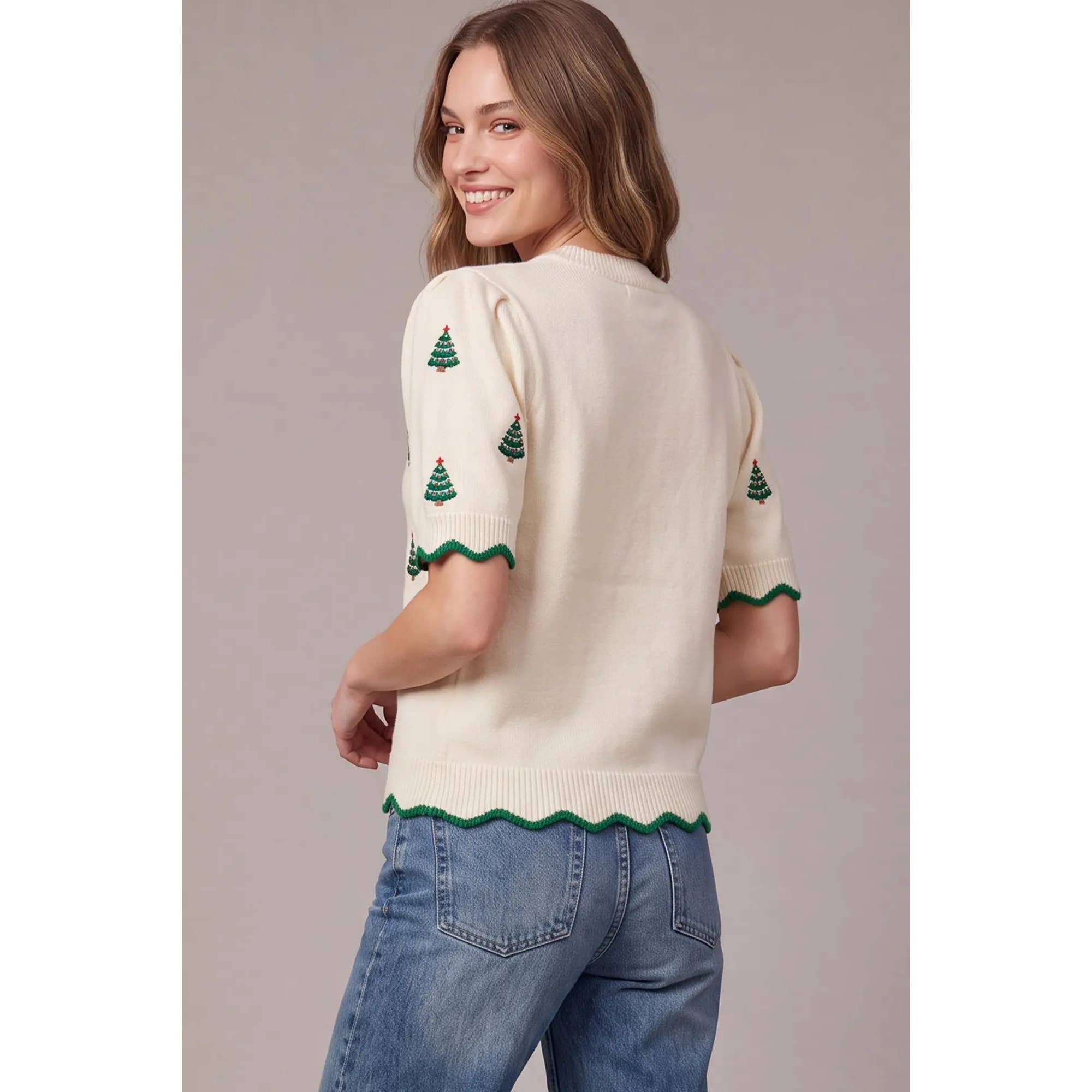Christmas Trees Short Sleeve Sweater