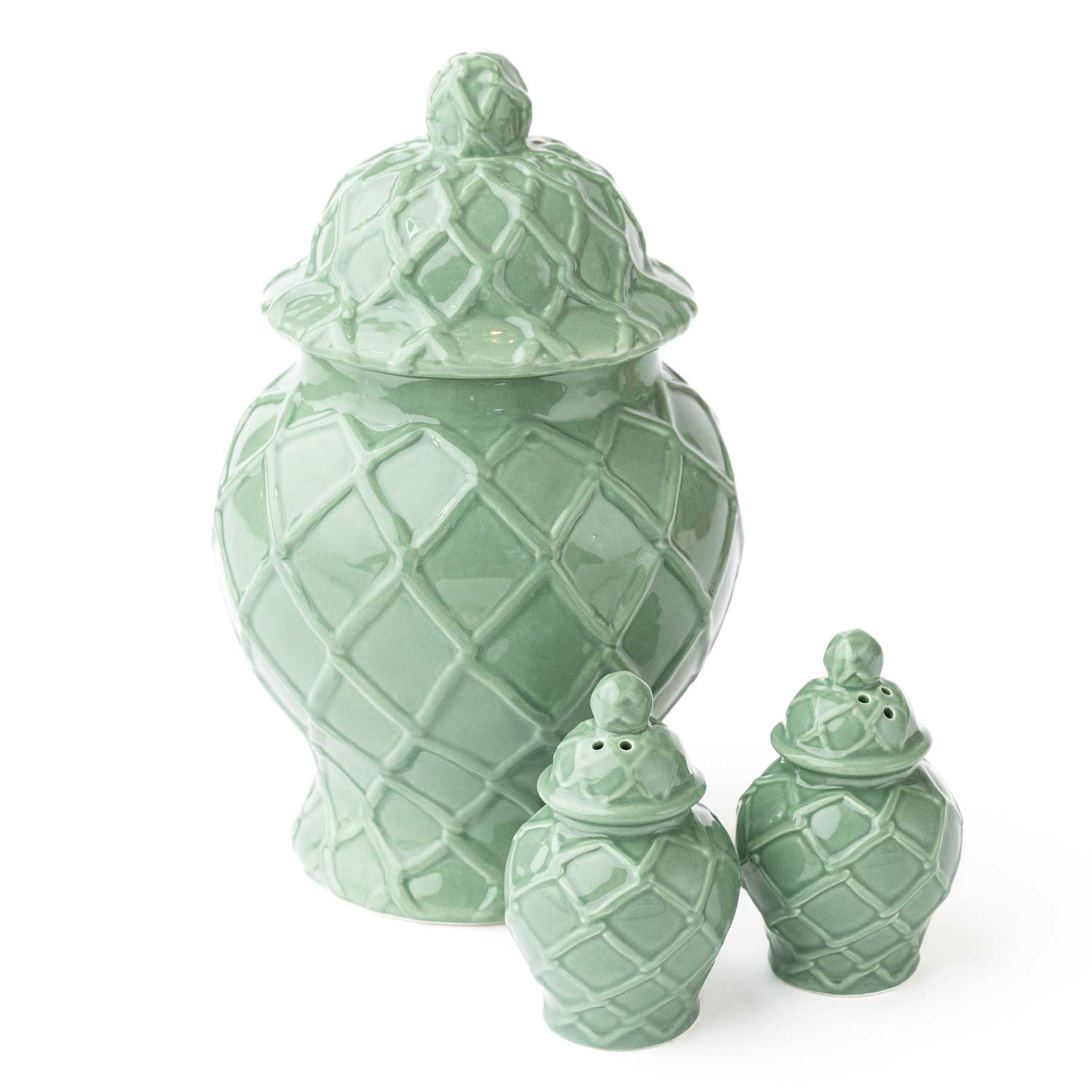 Green Textured Ginger Jar Small
