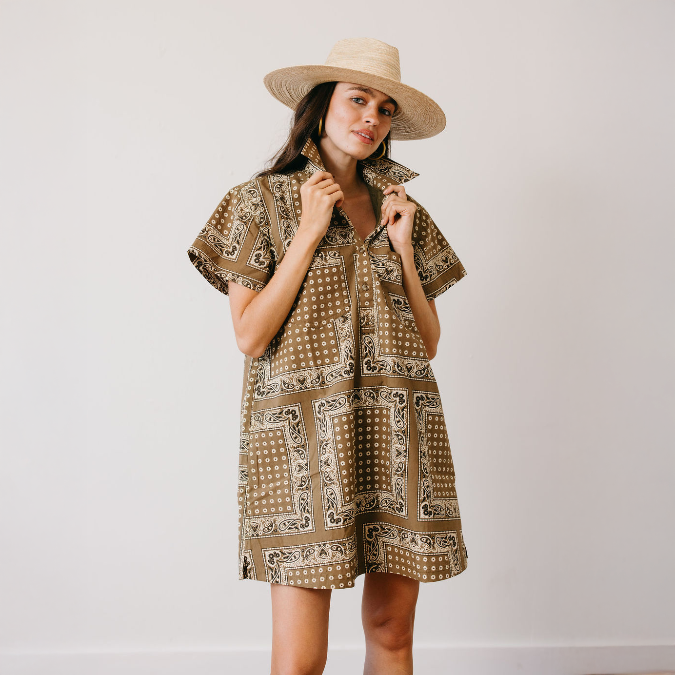 Olive Bandana Getaway Mini Dress