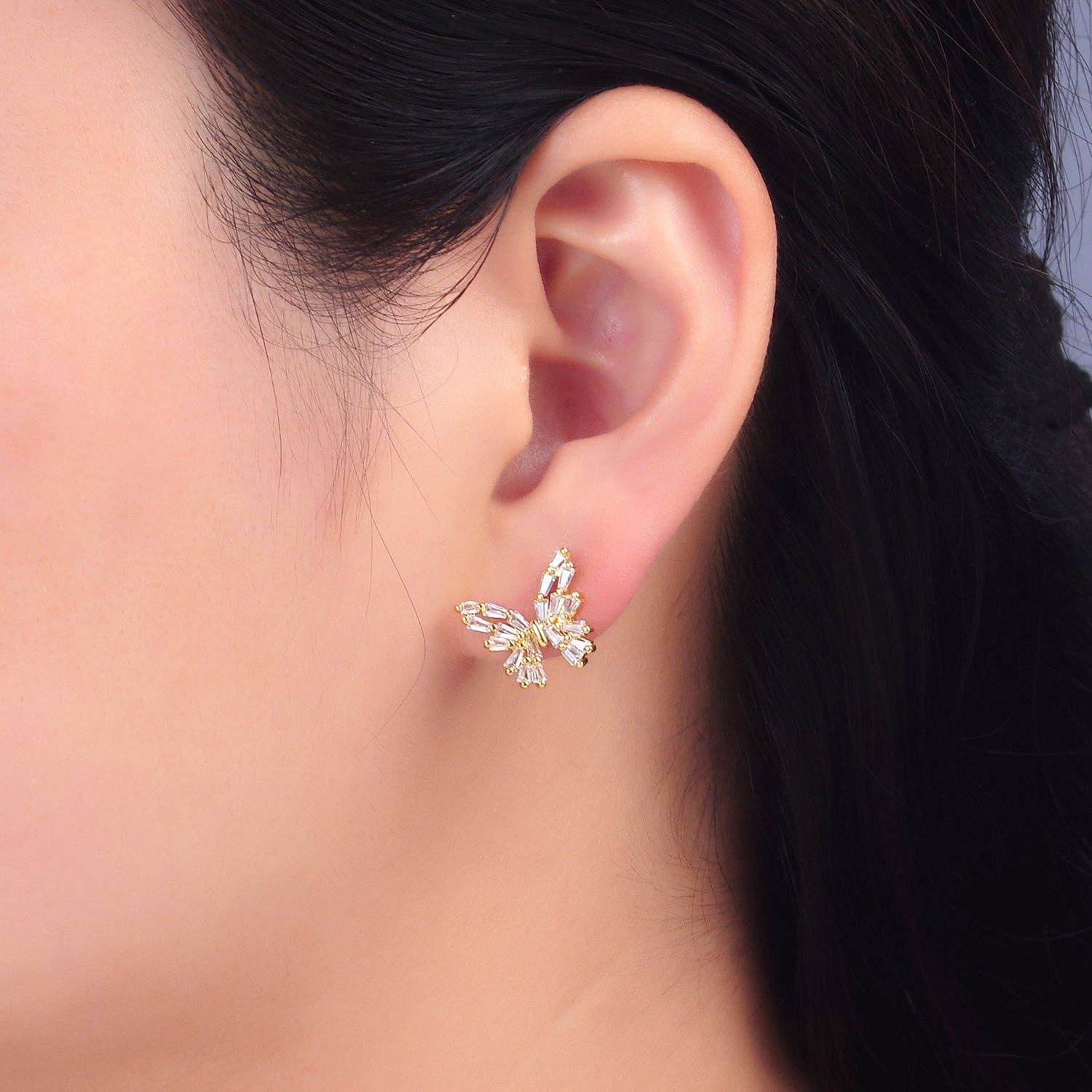 CZ Butterfly Stud Earrings