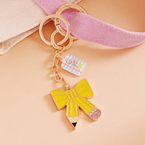 Pencil Bow Bag Charm Keychain