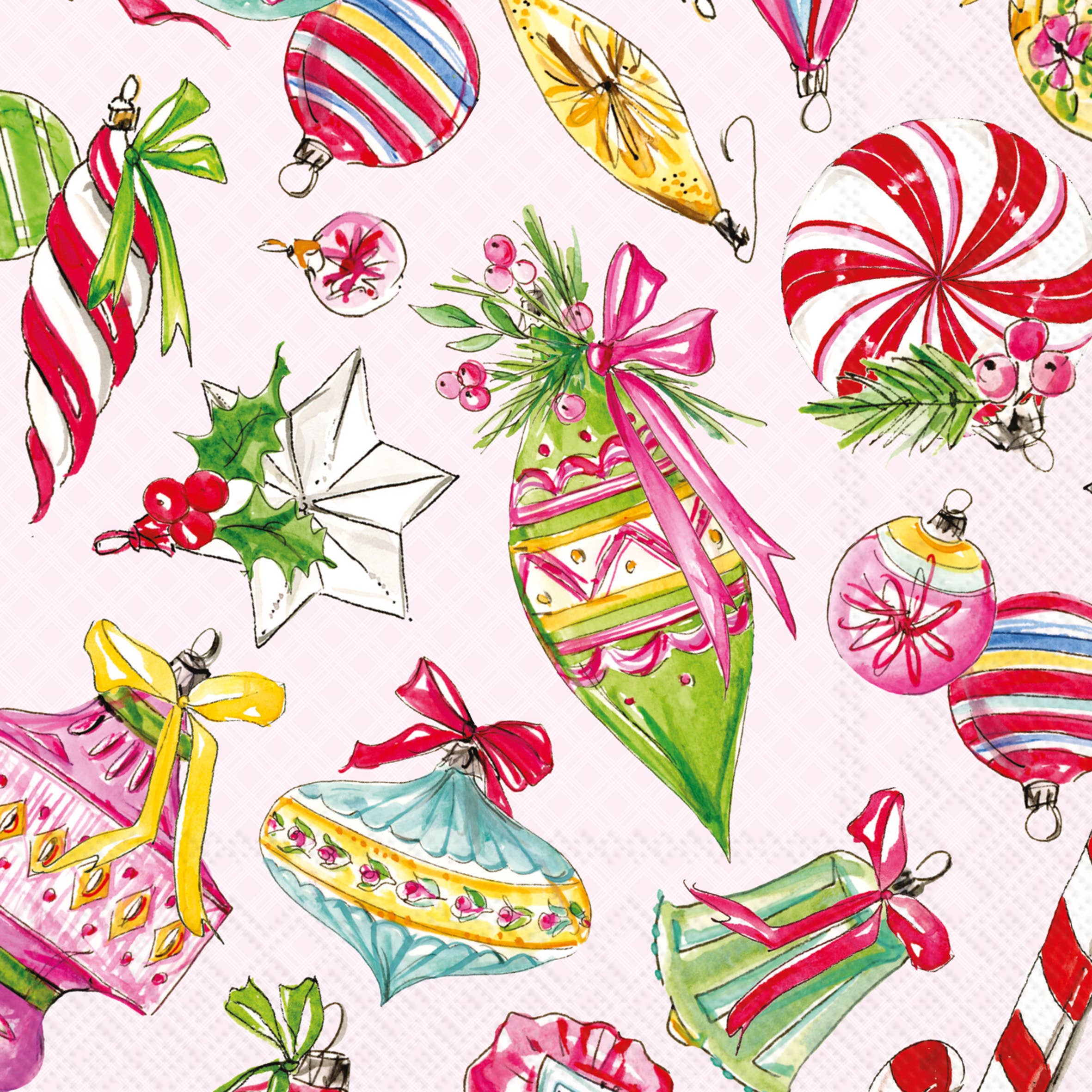Vintage Pink Ornaments Paper Cocktail Napkins