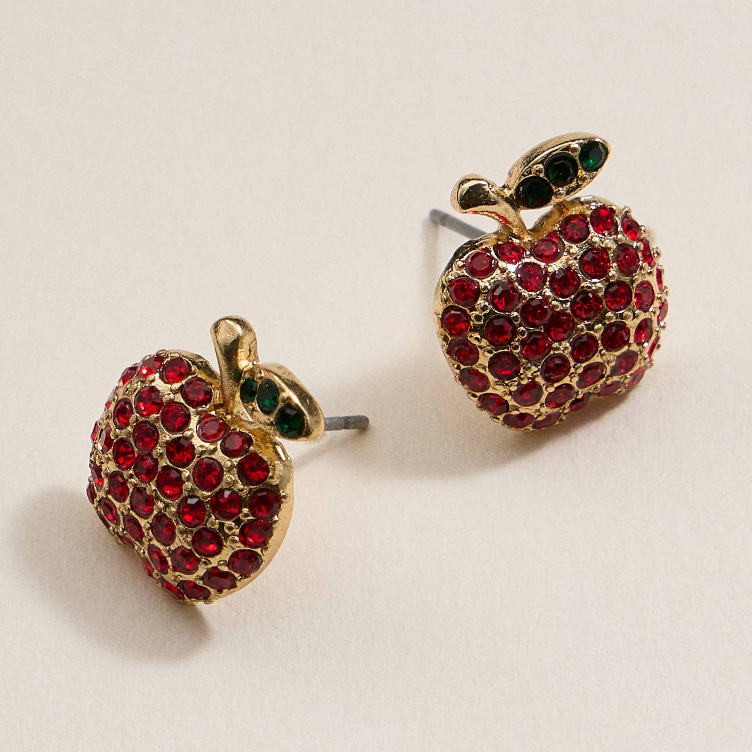 Rhinestone Apple Stud Earrings