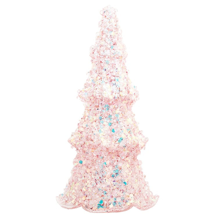 Glass Christmas Tree Pink Glitter