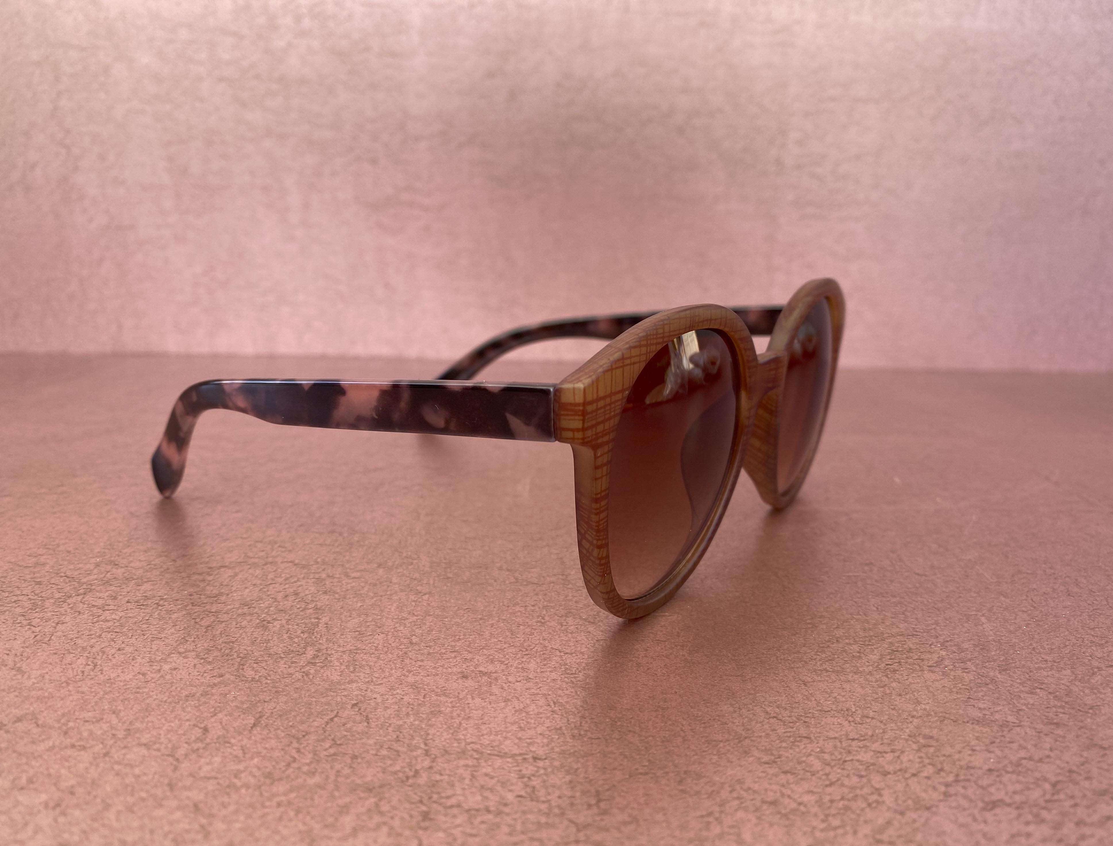 Day Mixed Pattern Sunglasses Faux Wood Soft Case