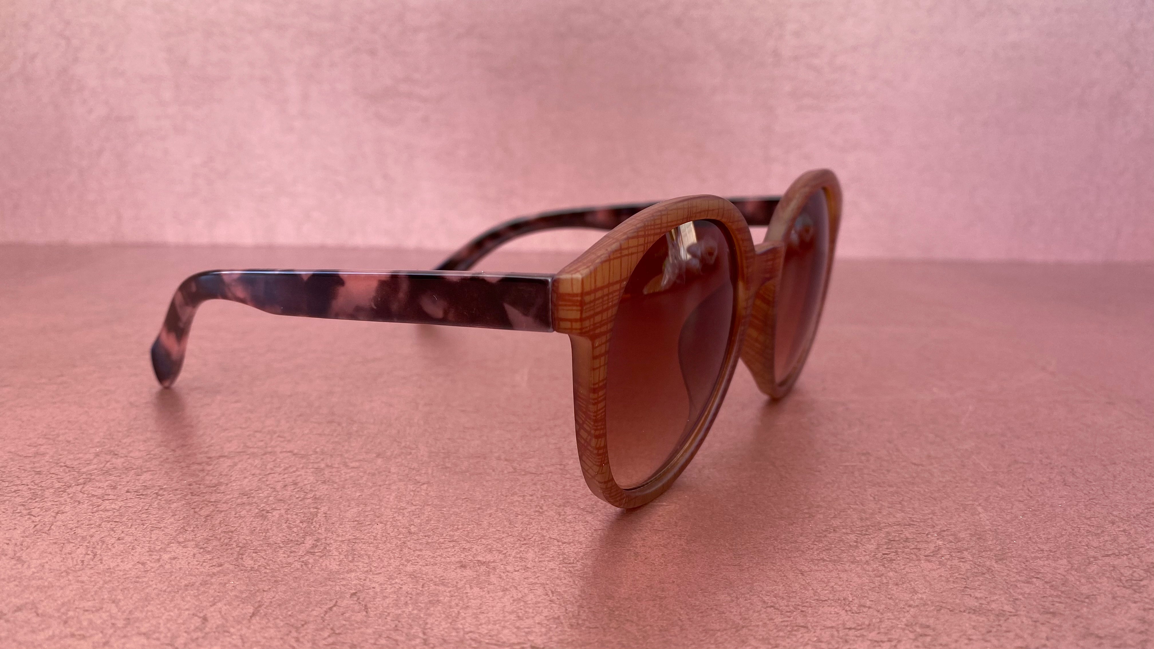 Day Mixed Pattern Sunglasses Faux Wood Soft Case