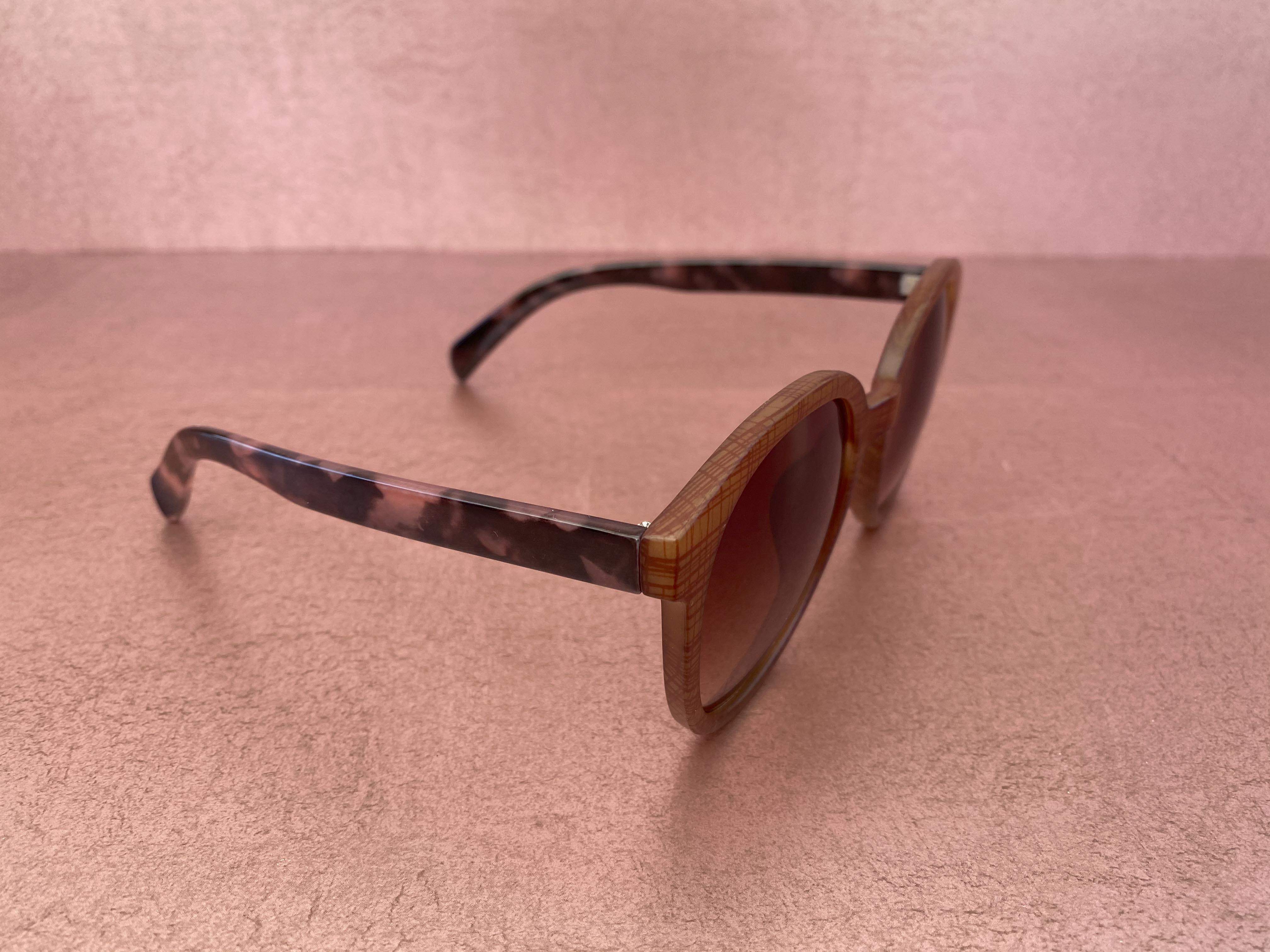 Day Mixed Pattern Sunglasses Faux Wood Soft Case