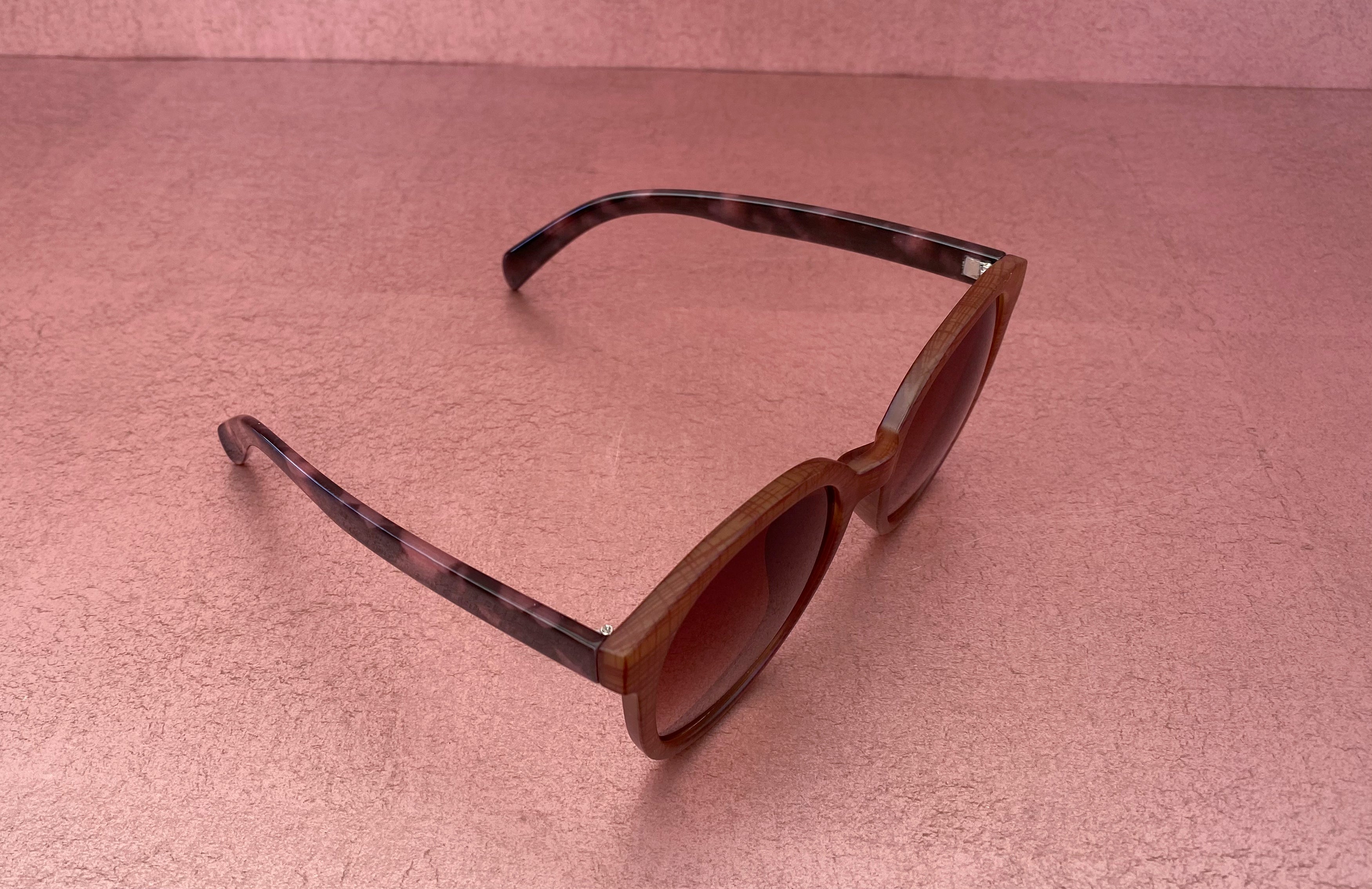 Day Mixed Pattern Sunglasses Faux Wood Soft Case