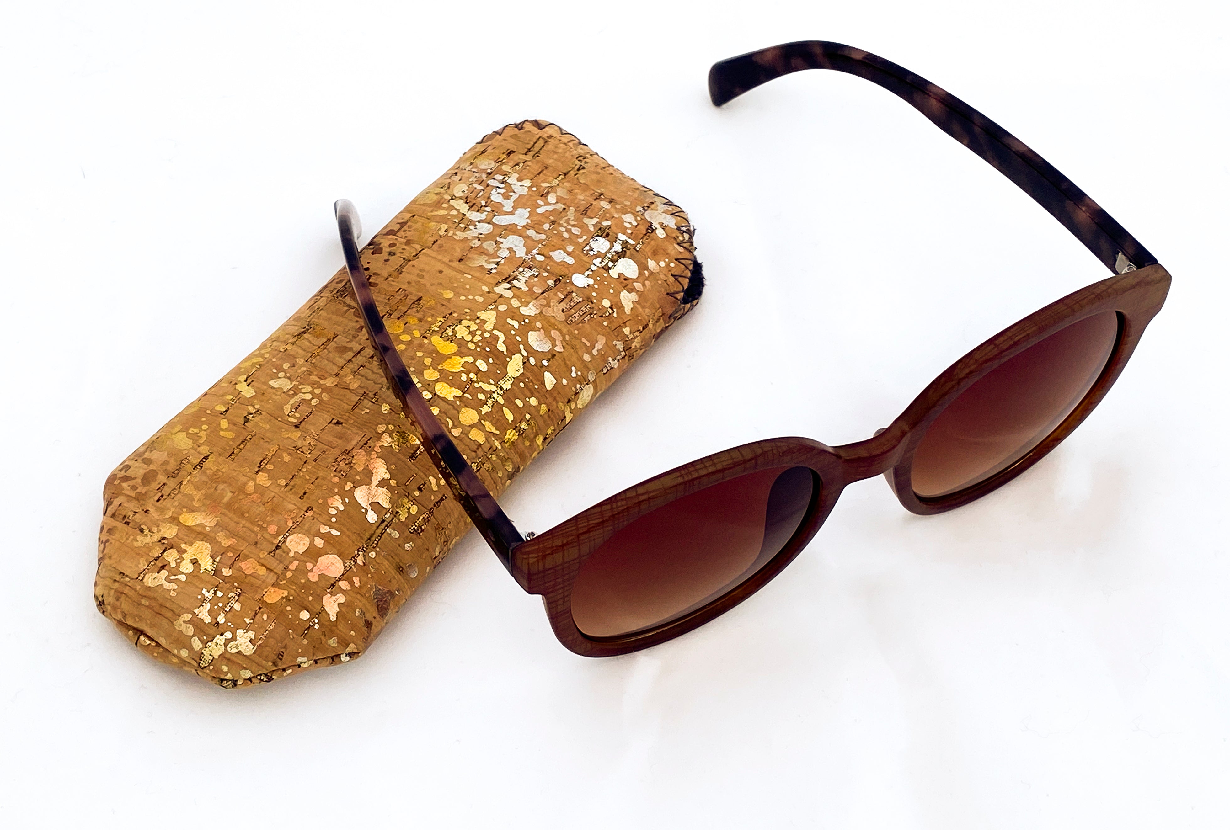 Day Mixed Pattern Sunglasses Faux Wood Soft Case