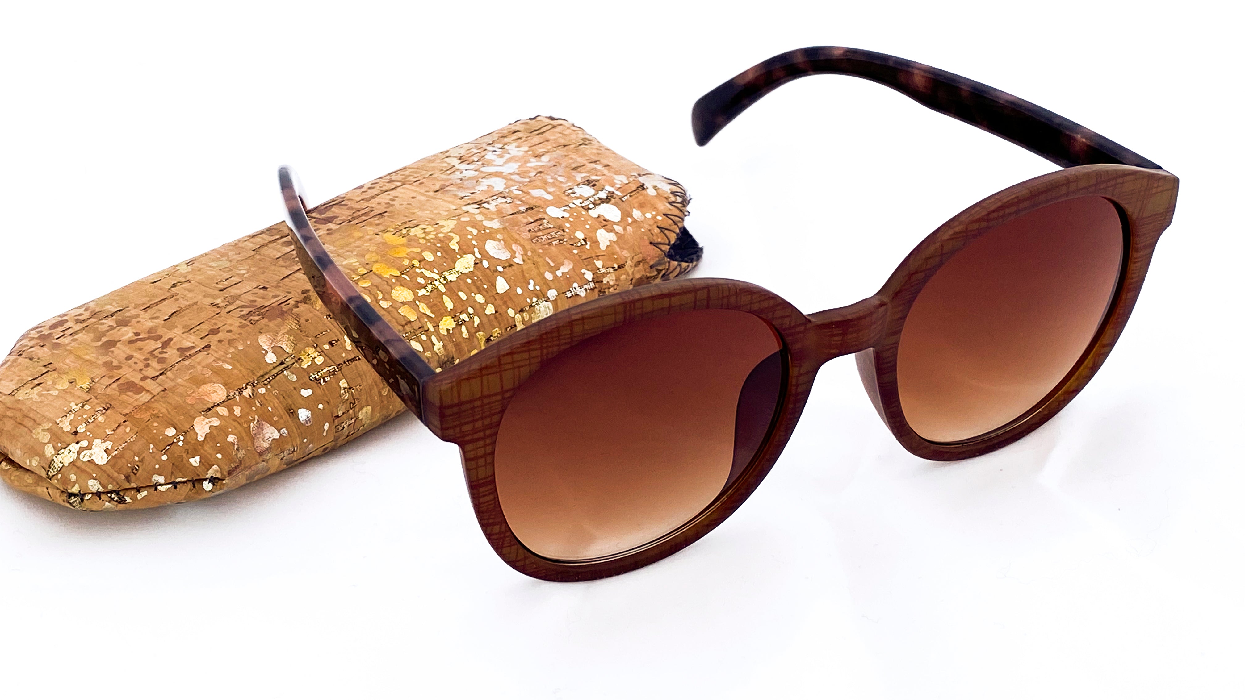 Day Mixed Pattern Sunglasses Faux Wood Soft Case