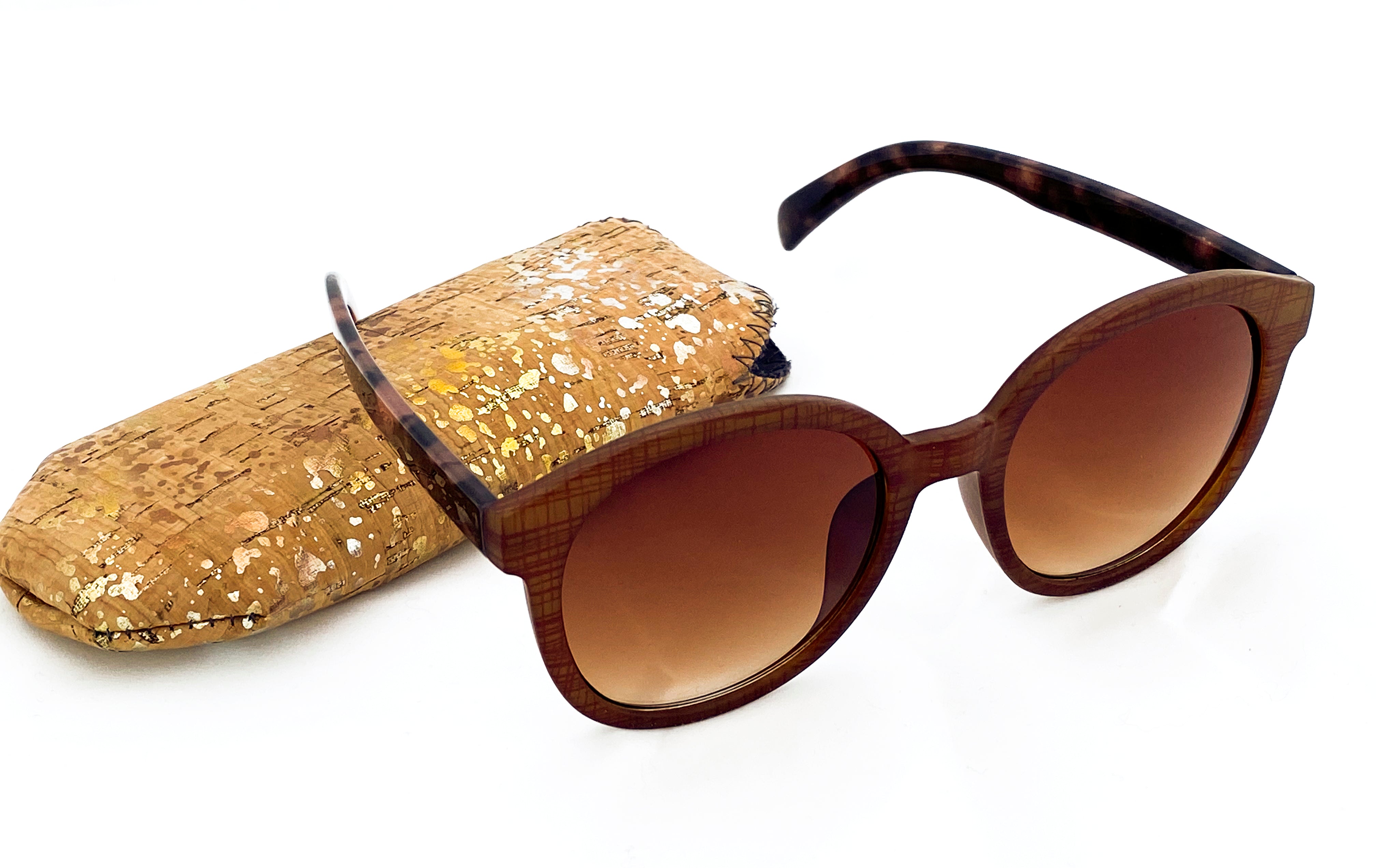 Day Mixed Pattern Sunglasses Faux Wood Soft Case