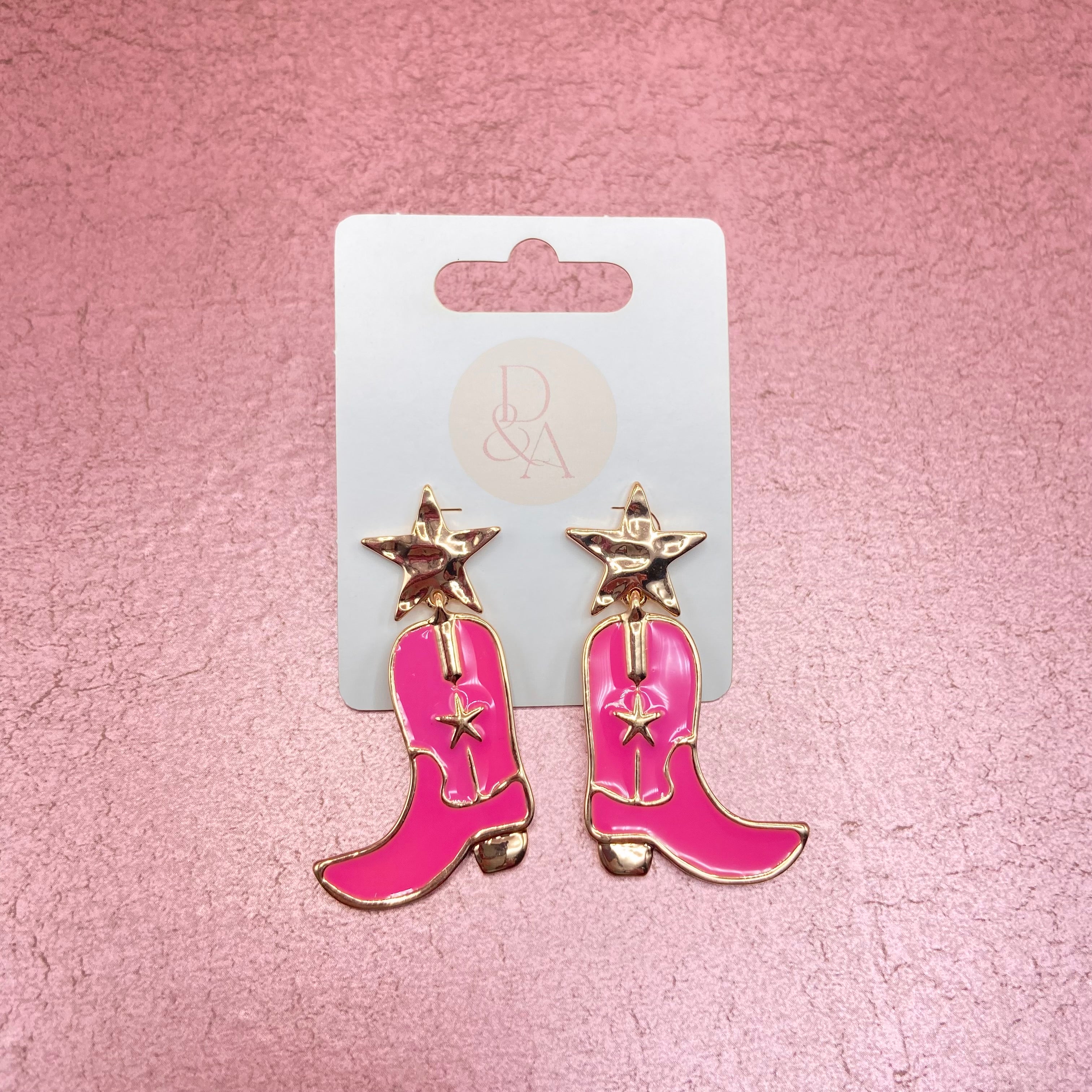 Star Cowboy Boot Enamel Dangle Earrings