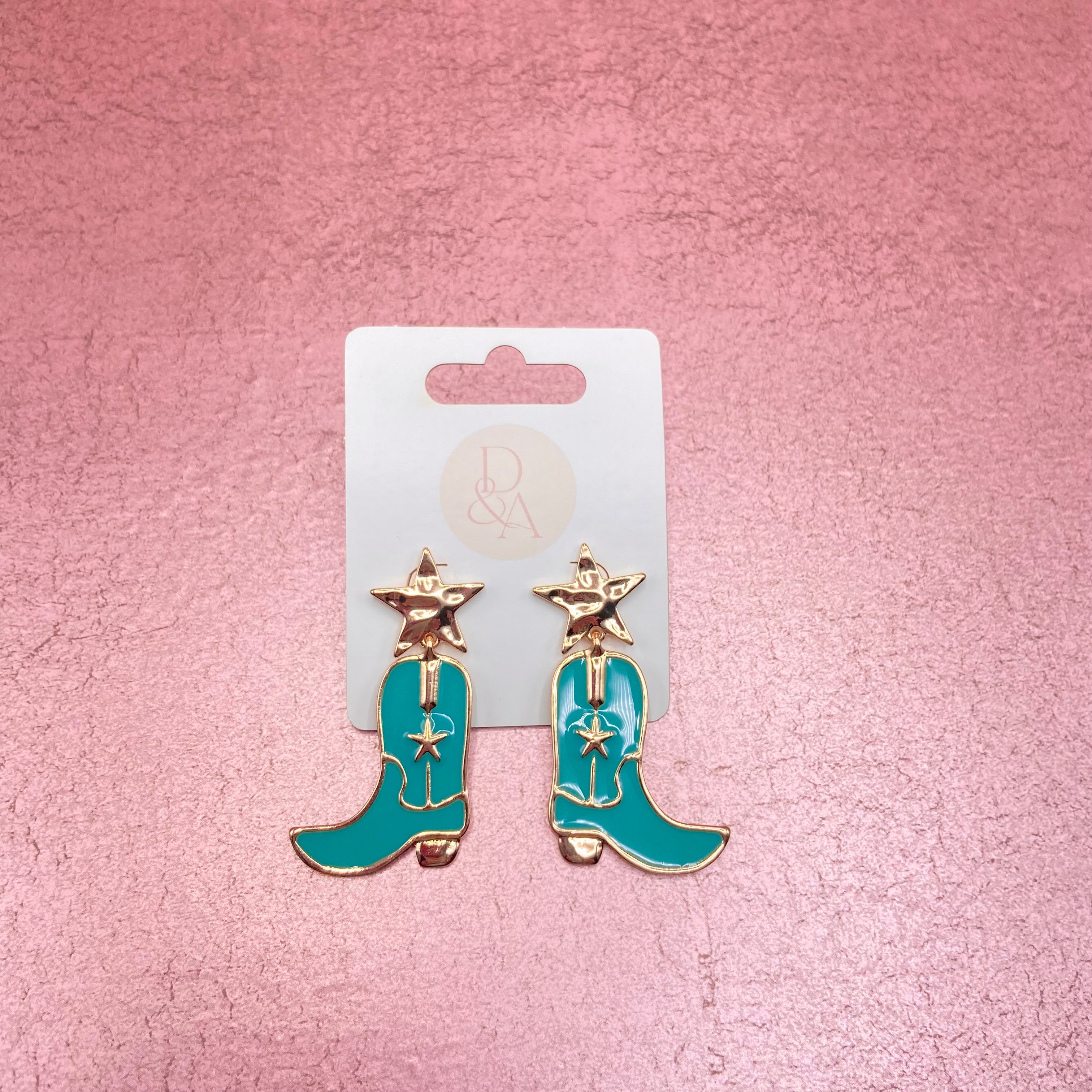 Star Cowboy Boot Enamel Dangle Earrings