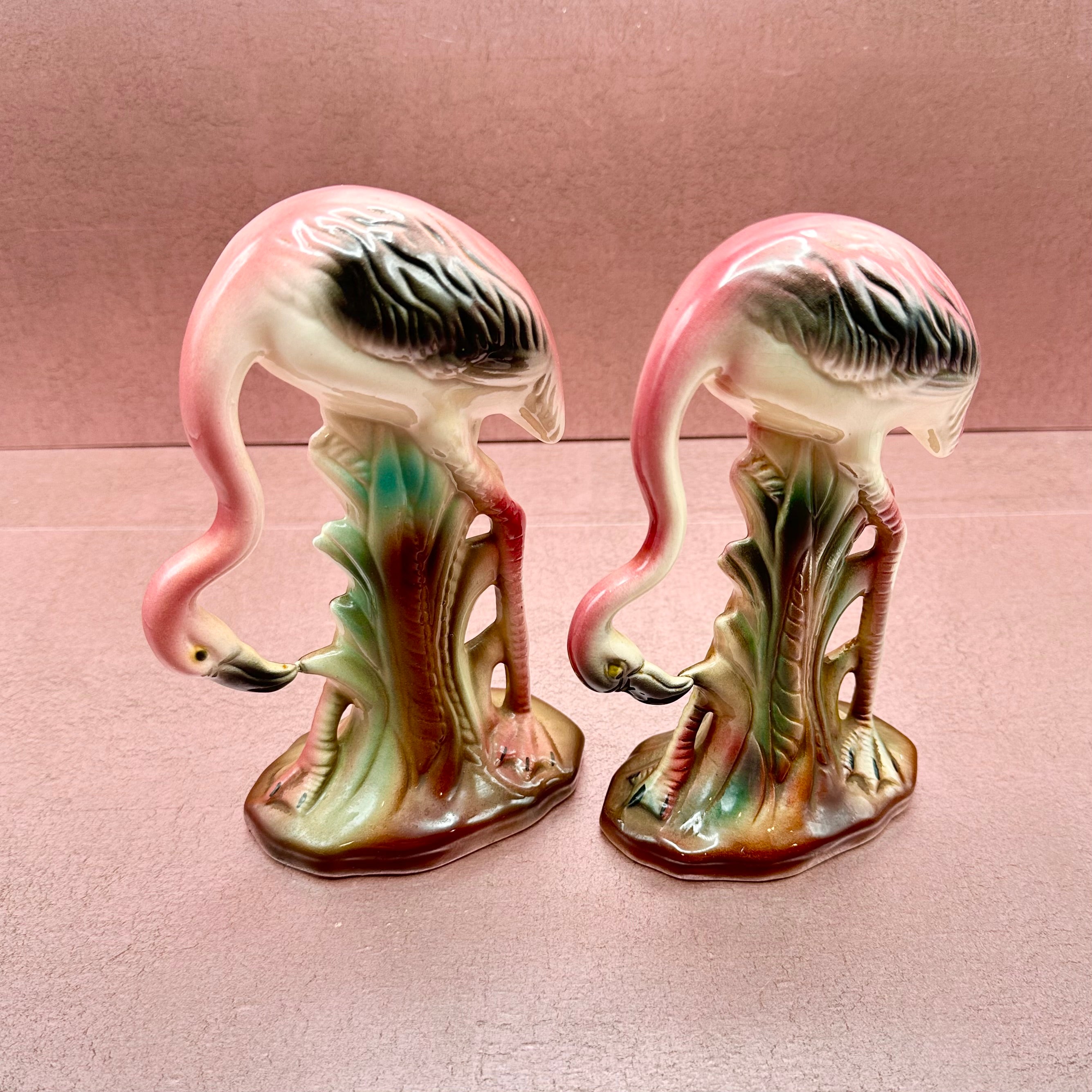 Flamingo Pair Porcelain Mid Century