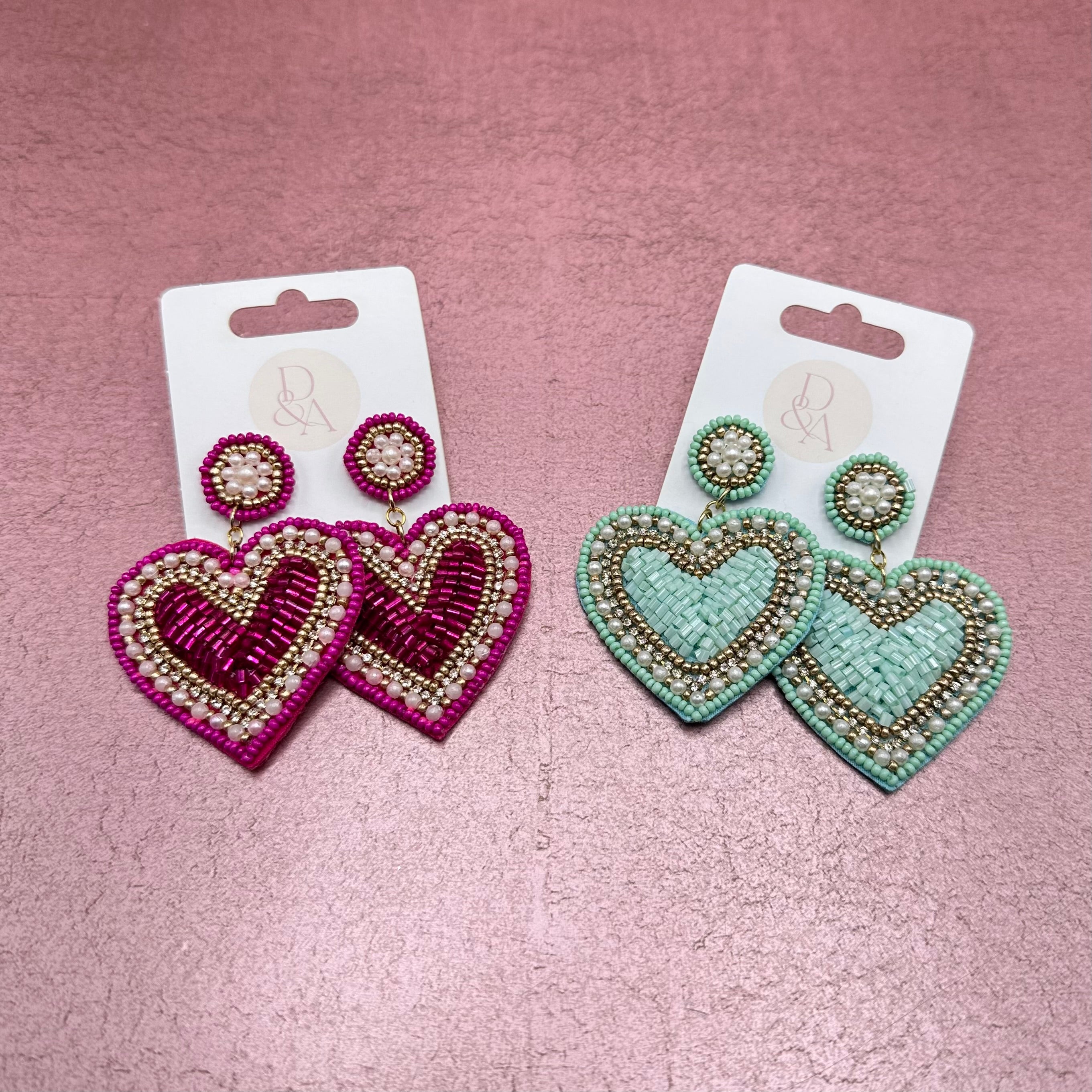 Heart in Heart Beaded Earrings